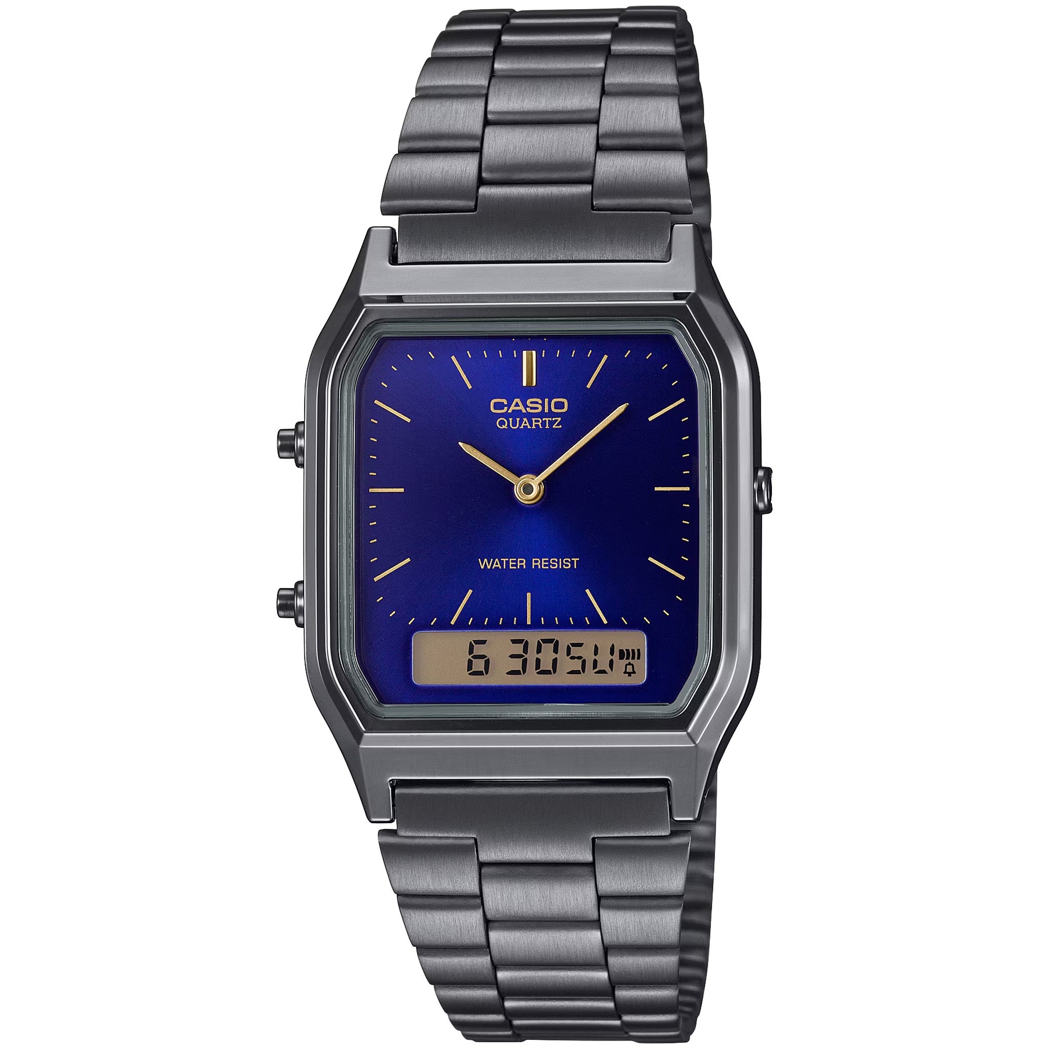Montre Casio Mixte Vintage AQ-230GG-2A Quartz Analogique / Digitale Argent Bleu
