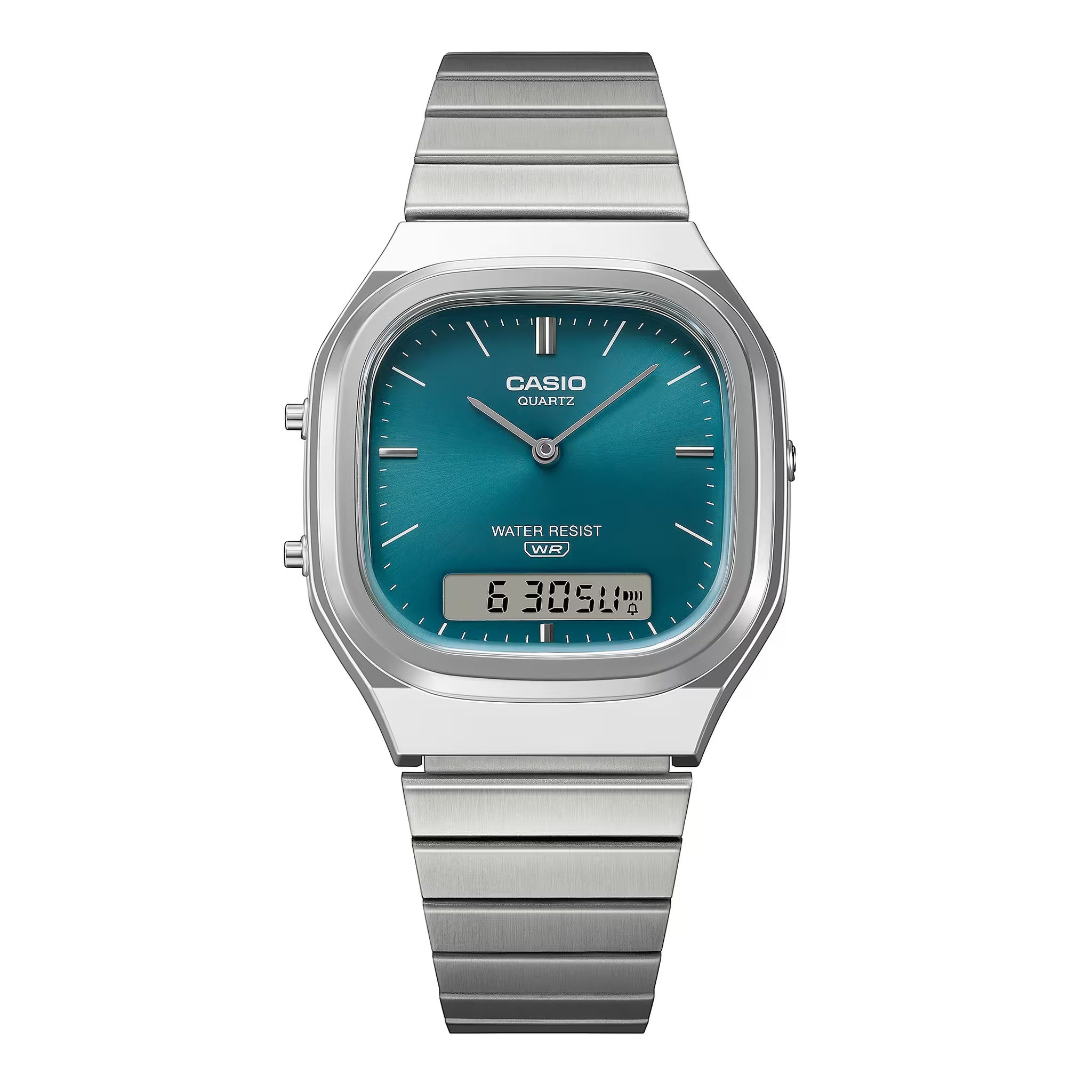 Montre Casio Mixte Vintage AQ-240E-3A Quartz Analogique / Digitale Argent Vert
