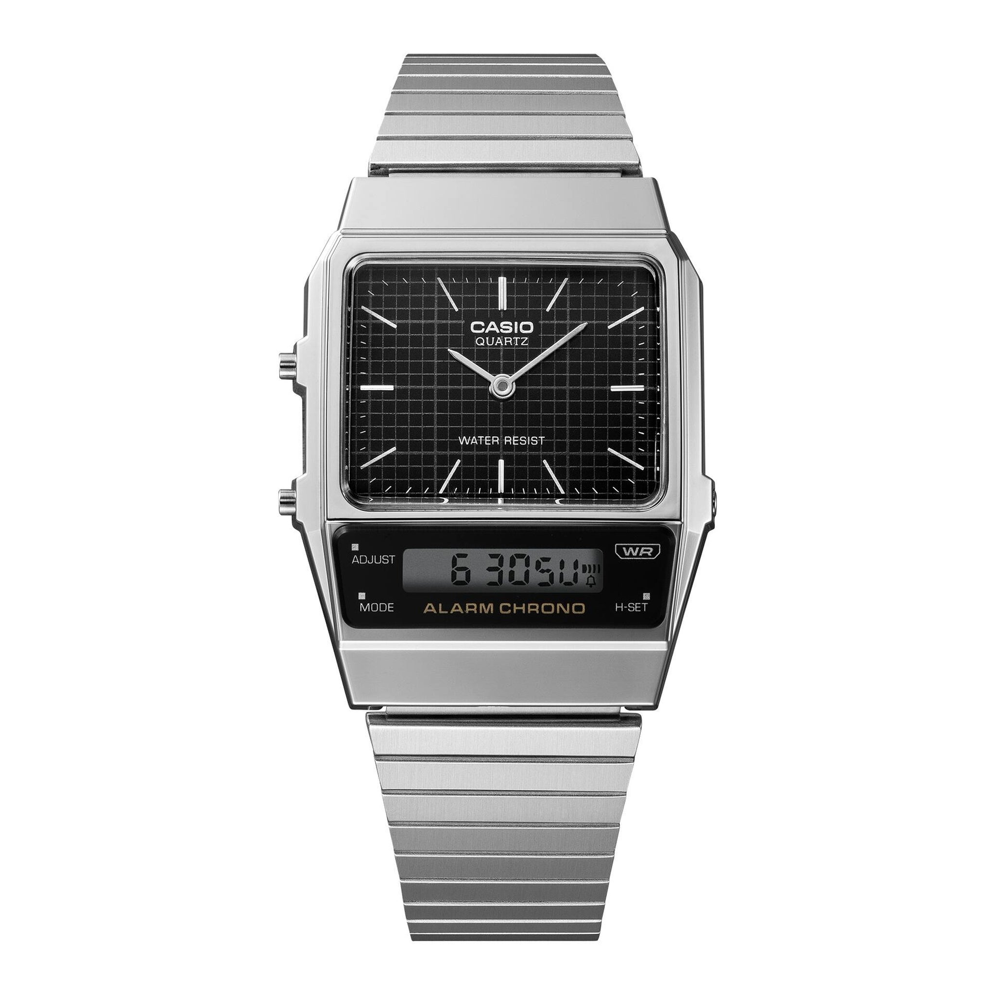 Montre Casio Mixte Vintage AQ-800E-1A Quartz Analogique / Digitale Argent Noir