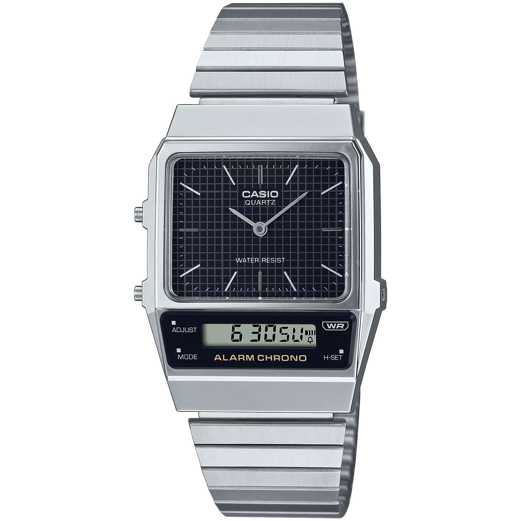 Montre Casio Mixte Vintage AQ-800E-1A Quartz Analogique / Digitale Argent Noir