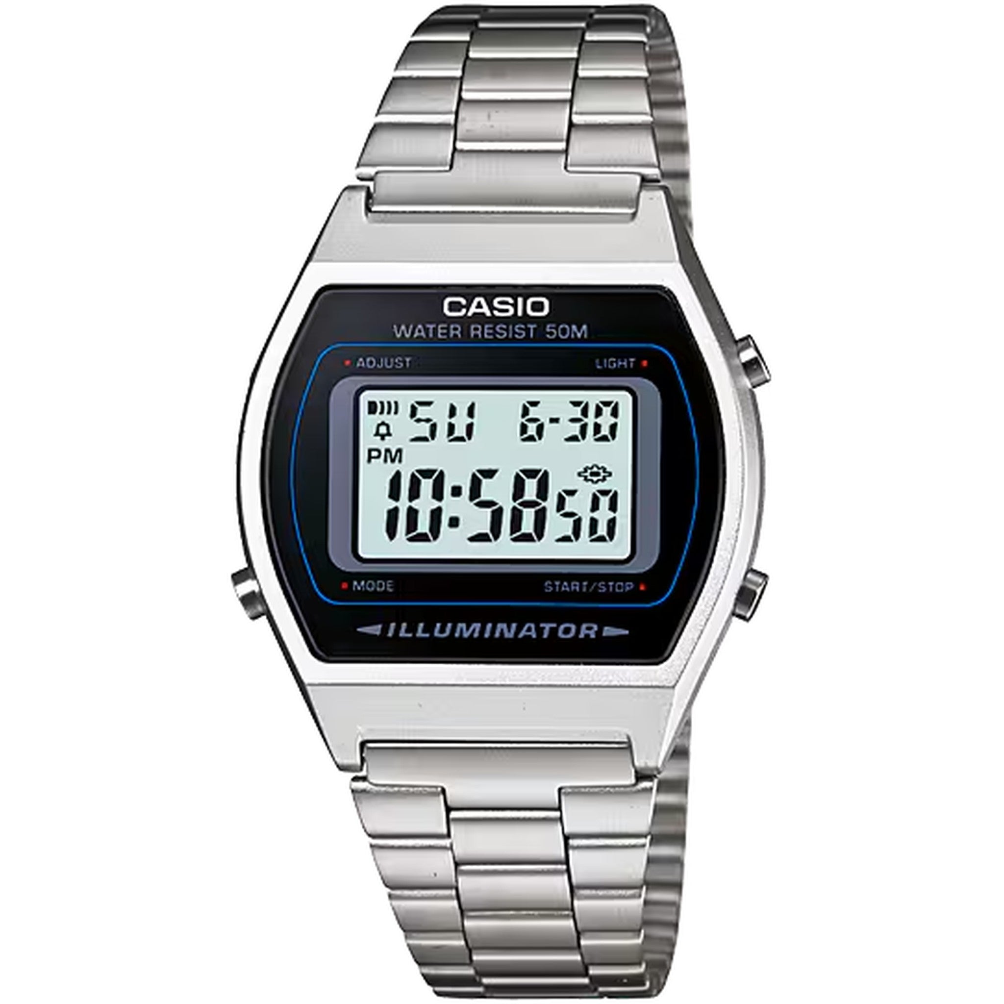 Montre Casio Mixte Vintage B640WD-1A Quartz Digitale Argent Noir