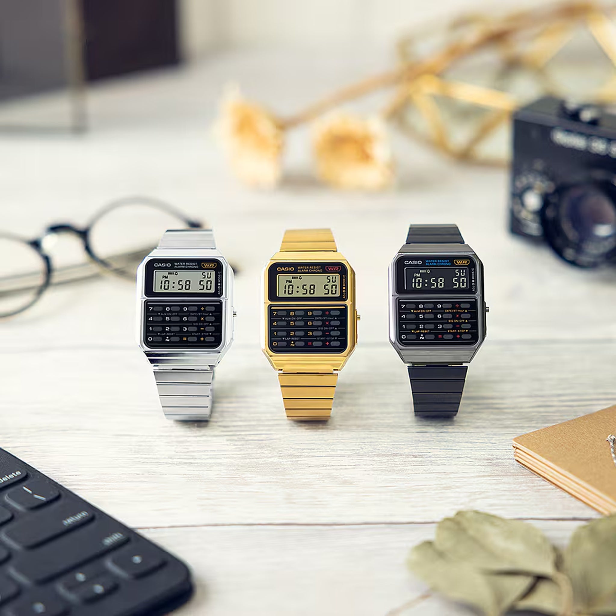 Montre Casio Mixte Vintage CA-500WE-1A Quartz Digitale Argent Noir