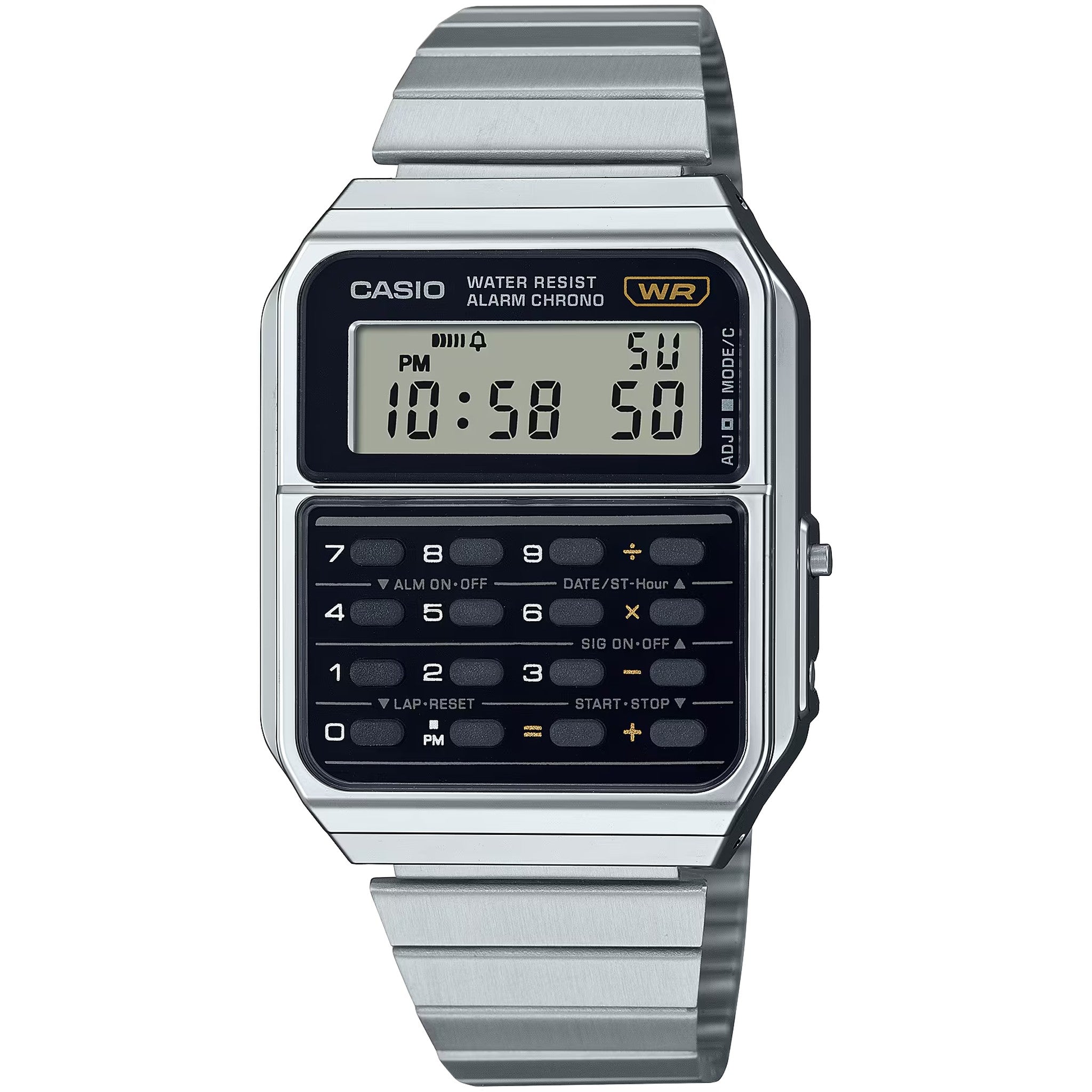 Montre Casio Mixte Vintage CA-500WE-1A Quartz Digitale Argent Noir
