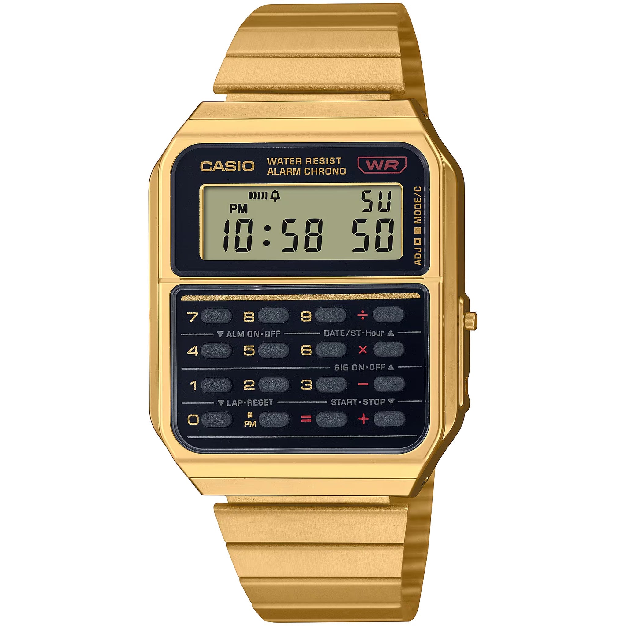 Montre Casio Mixte Vintage CA-500WEG-1A Quartz Digitale Doré Noir