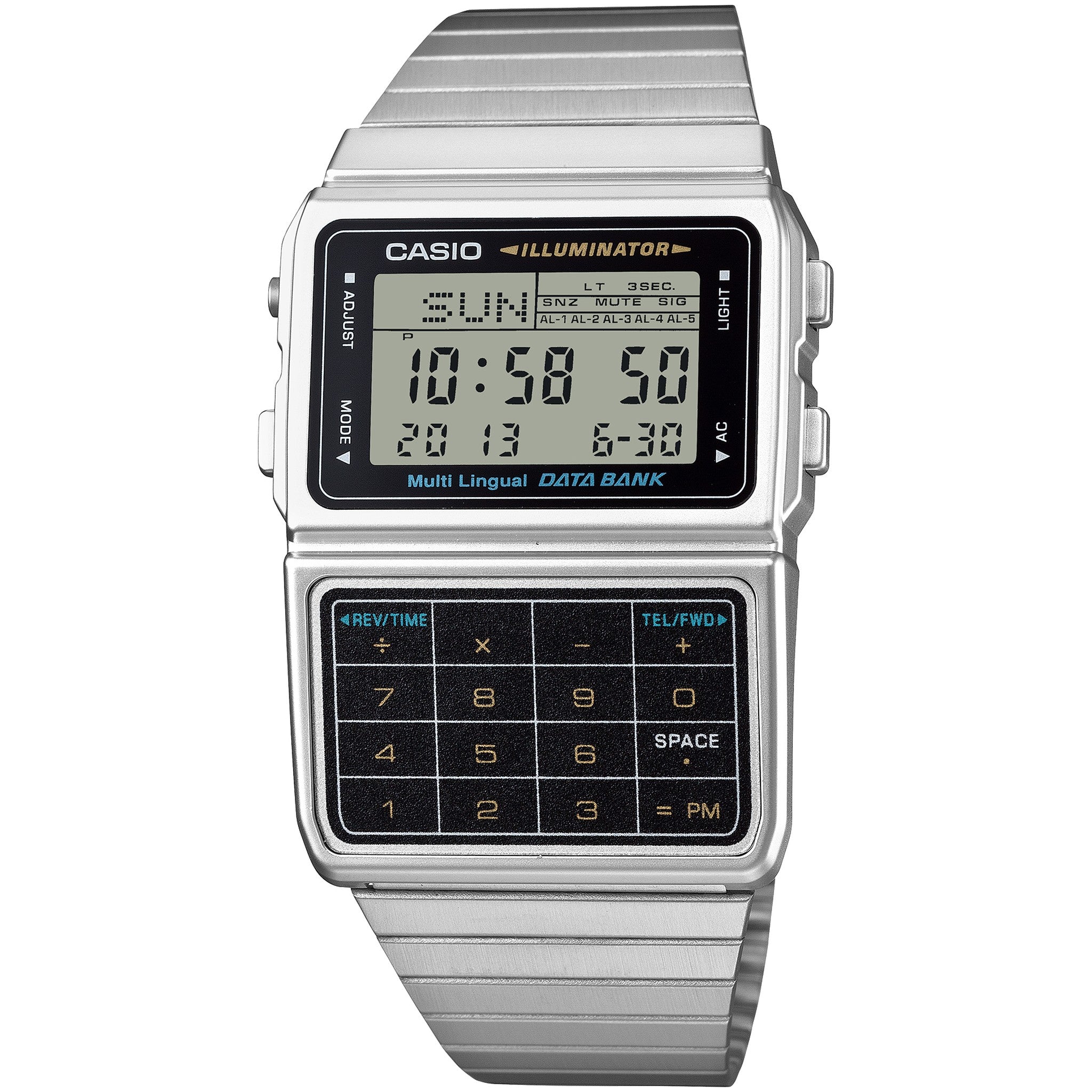 Montre Casio Homme Vintage DBC-611-1D Quartz Digitale Argent