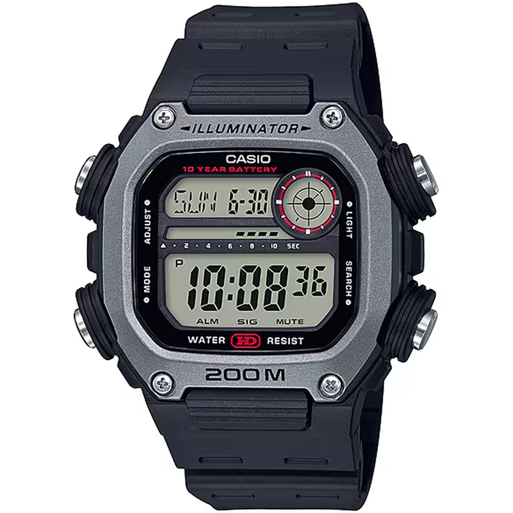 Casio Herrenuhr DW-291H-1A Quarz Digital Schwarz Grau