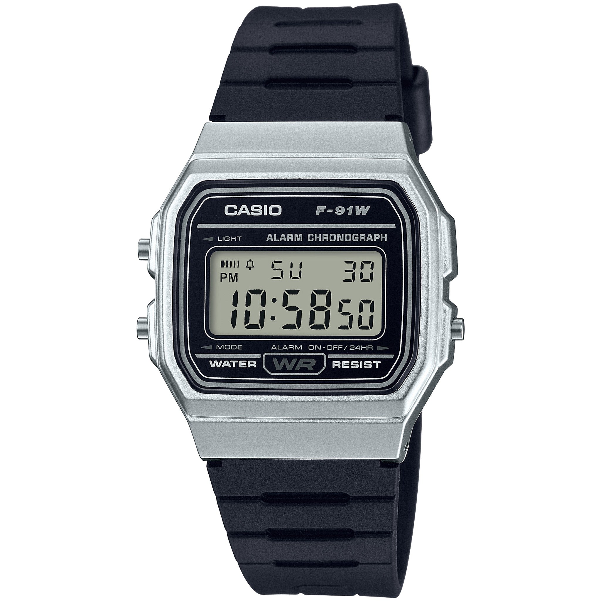 Casio Unisexuhr F-91WM-7A Quarz Digital Silber Schwarz