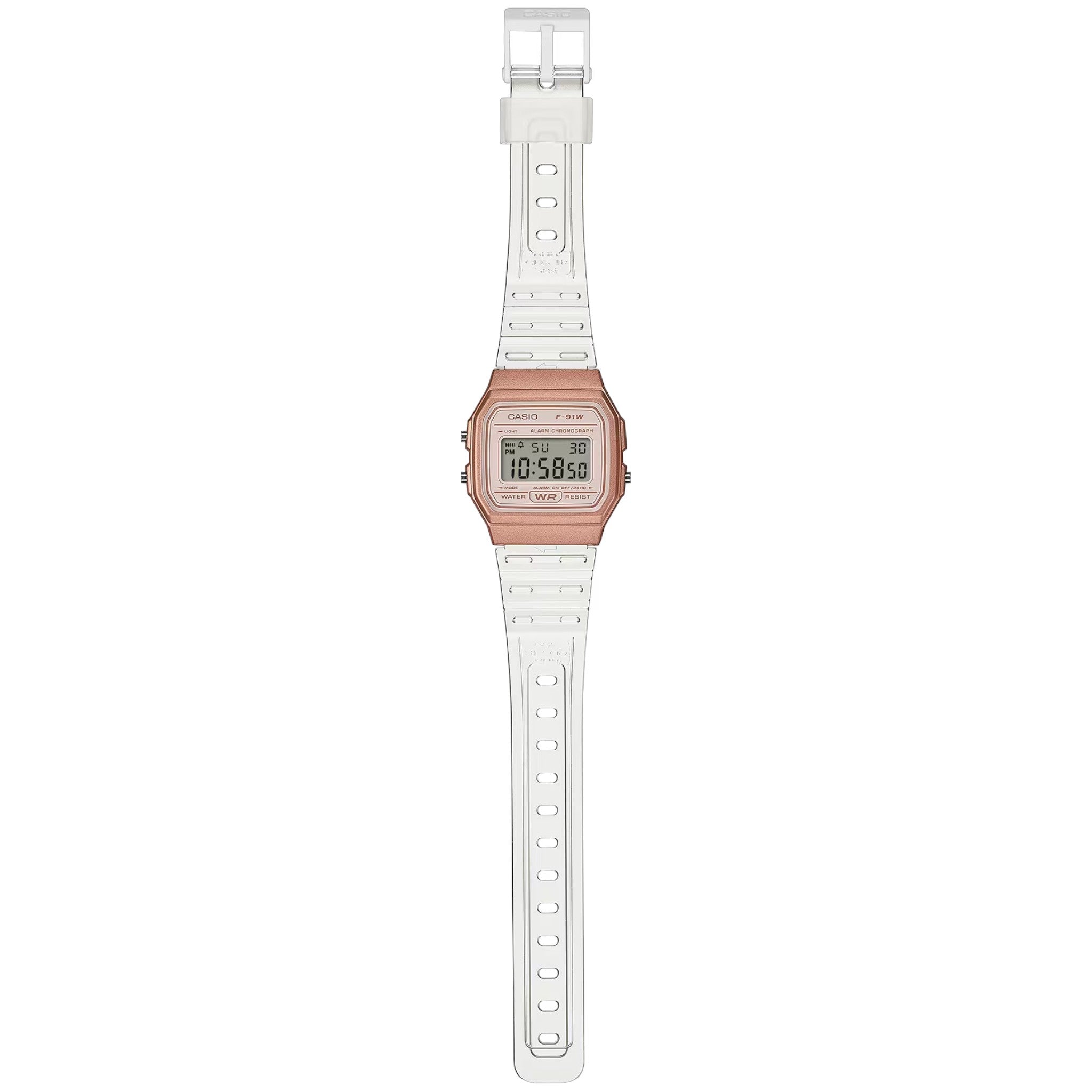 Casio Unisex F-91WS-7A3 Quartz Digital Watch White Rose Gold