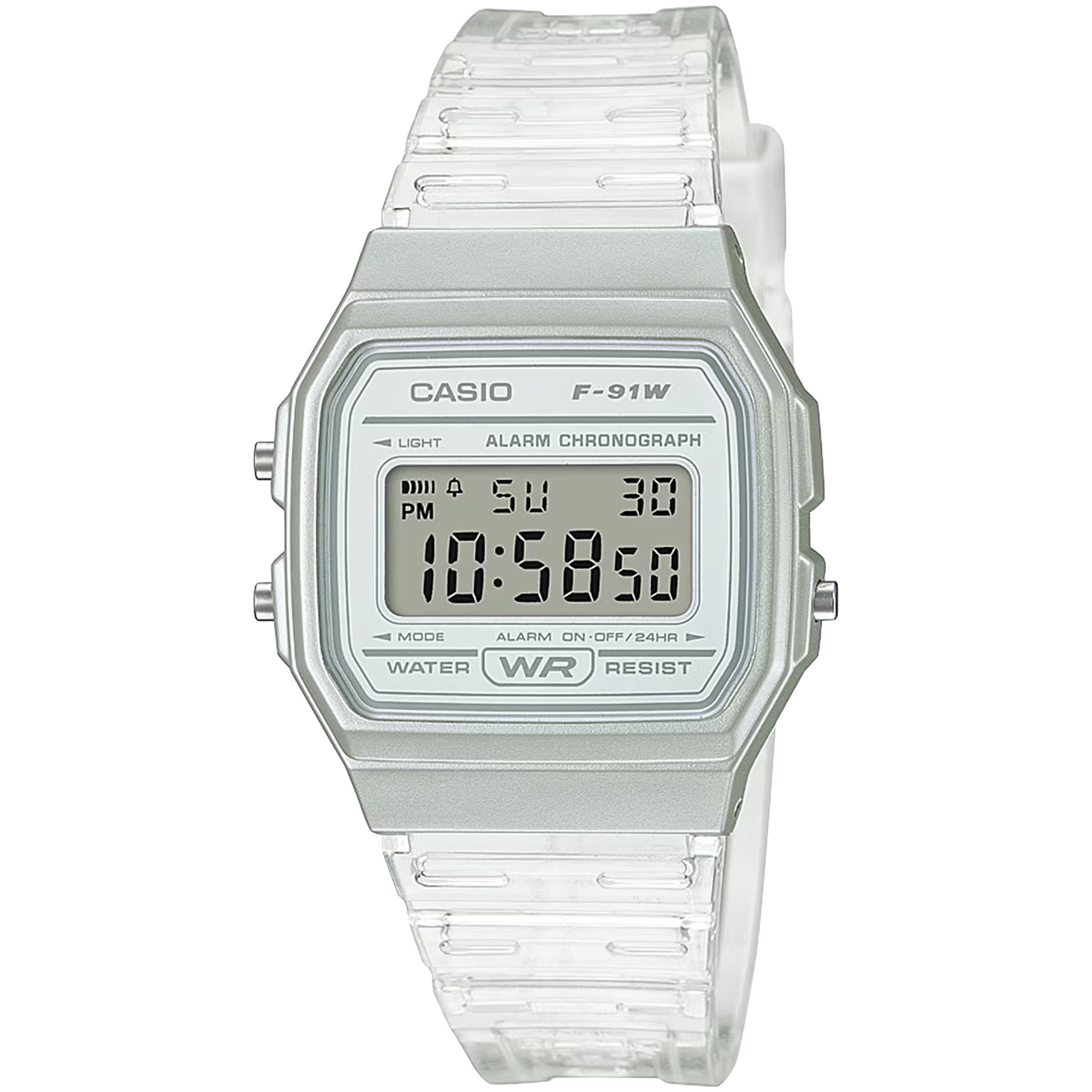 Montre Casio Mixte F-91WS-7 Quartz Digitale Argent Blanc