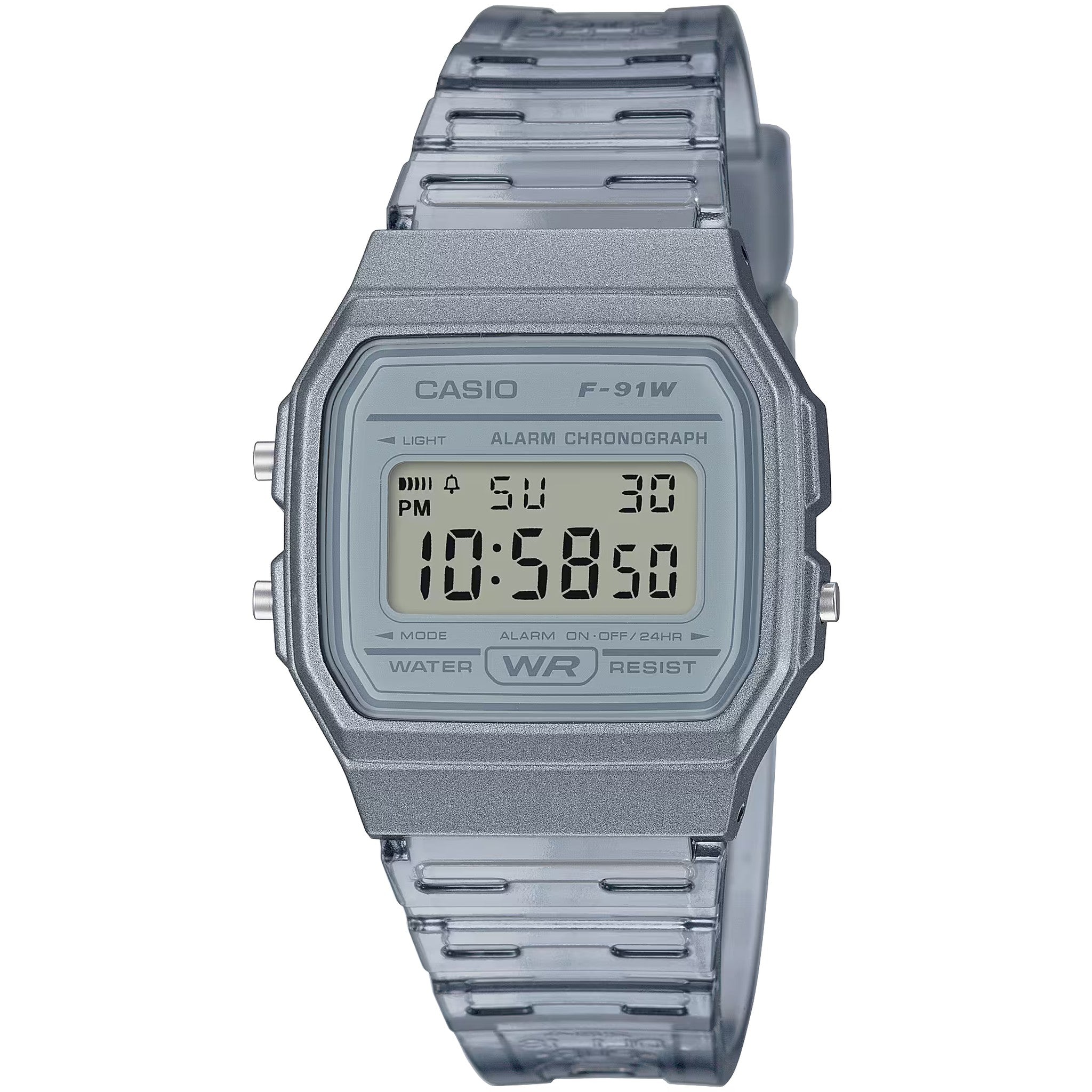 Casio Unisex-Uhr F-91WS-8 Quarz Digital Silbergrau