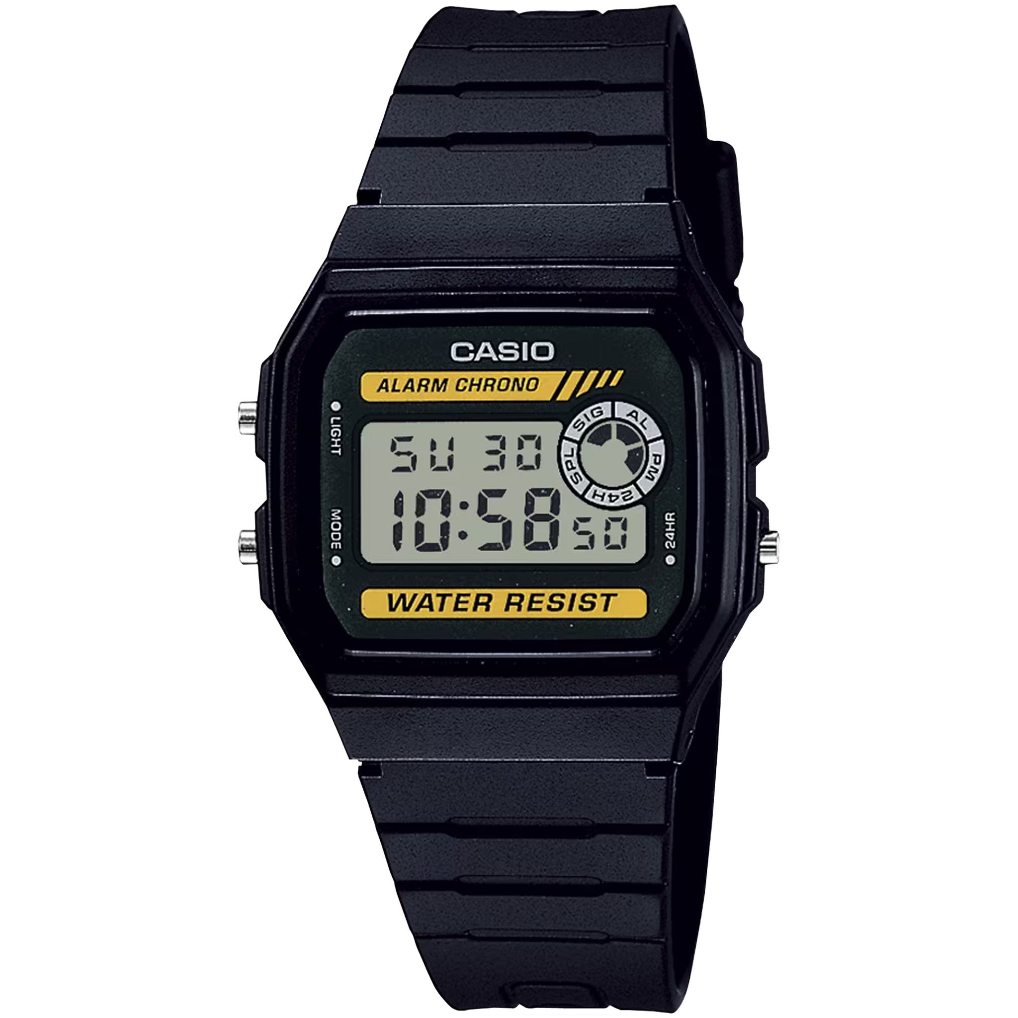 Casio Unisexuhr F-94WA-9 Quarz Digital Schwarz Gold