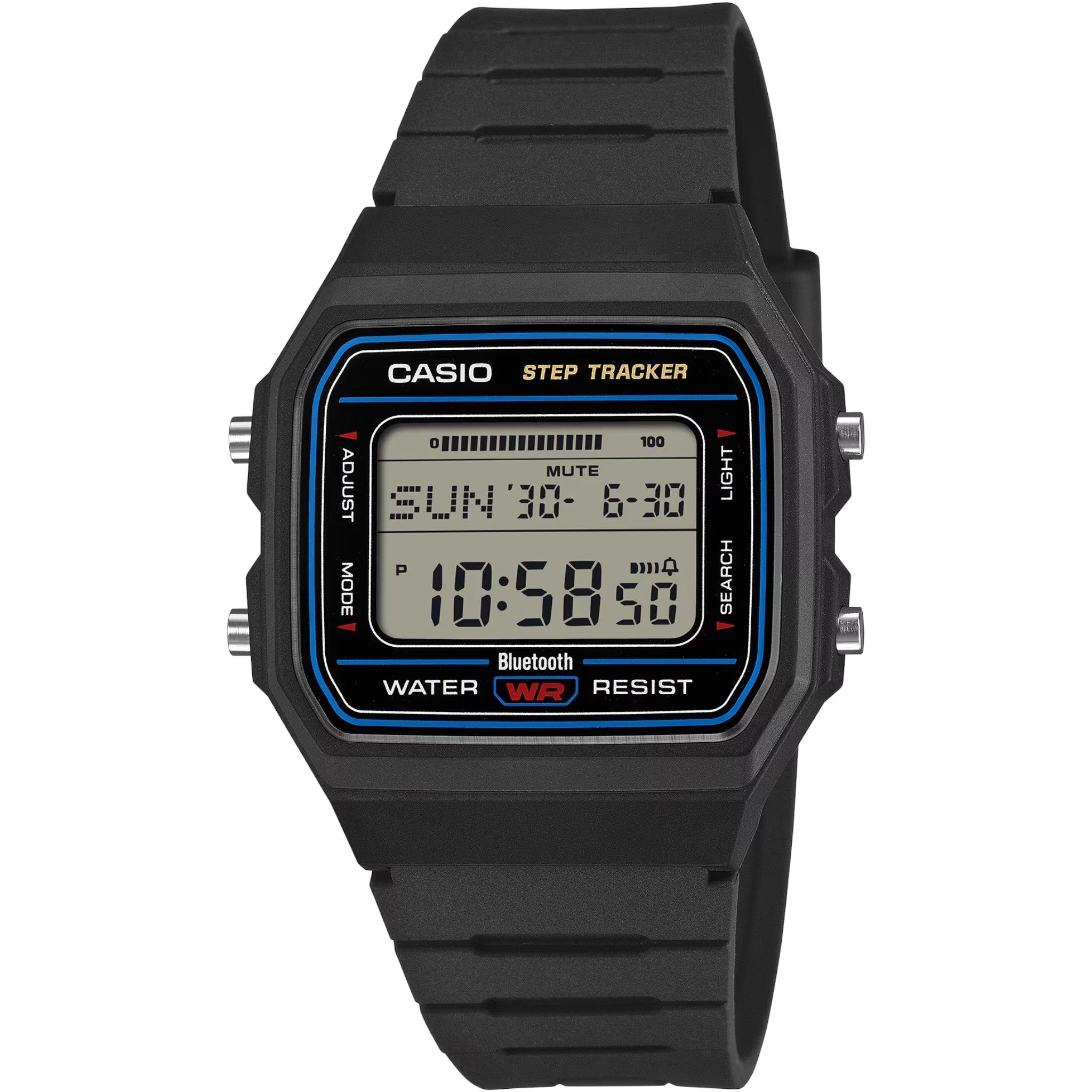 Casio Digitaluhr F-B100W-1A Schwarz Blau Unisex Bluetooth