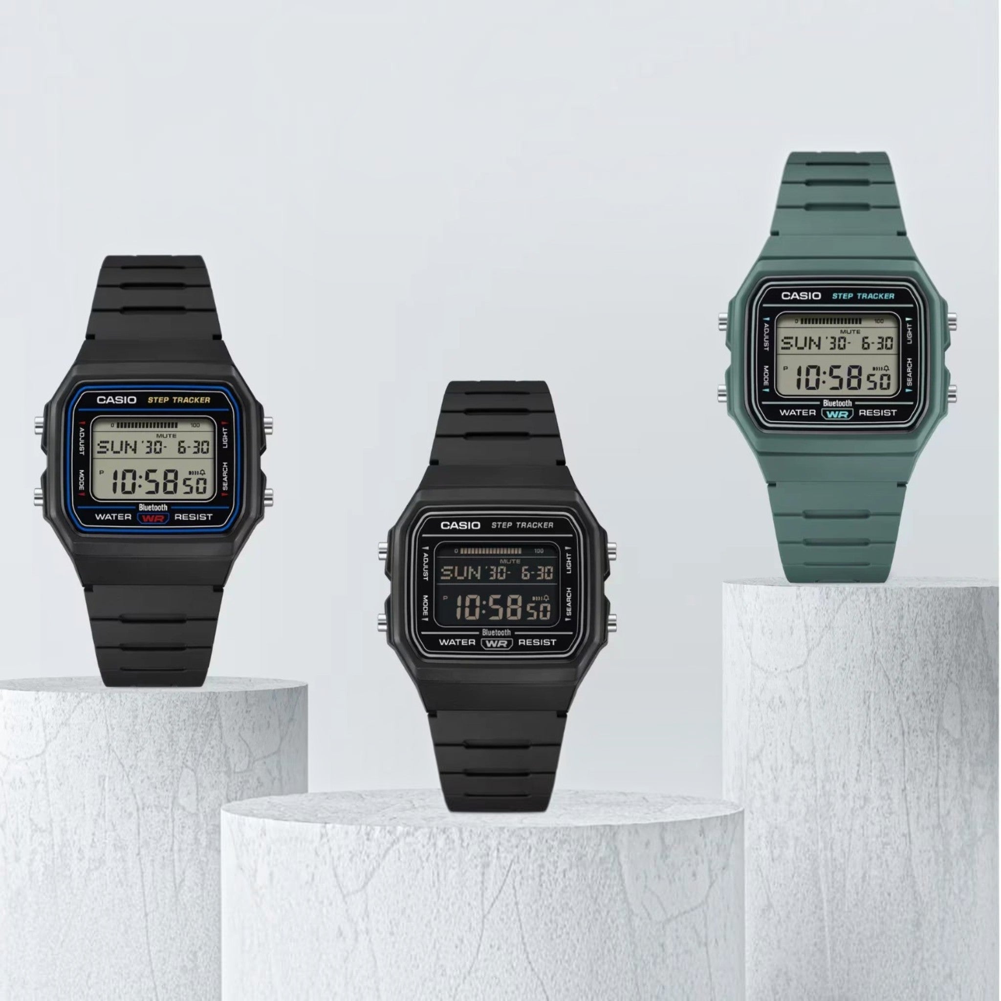 Casio Digitaluhr F-B100W-1A Schwarz Blau Unisex Bluetooth