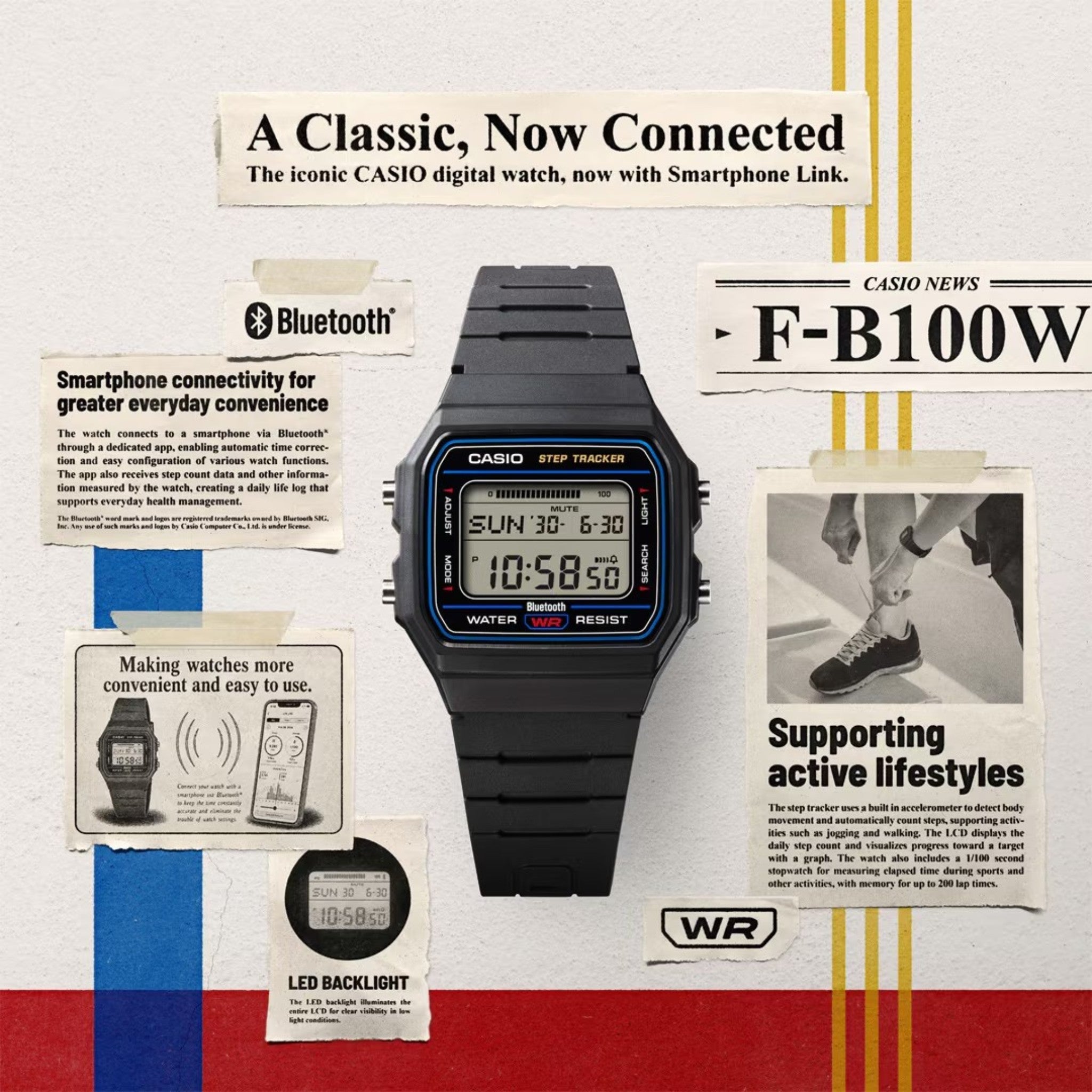 Casio Digitaluhr F-B100W-3A Grün Unisex Bluetooth