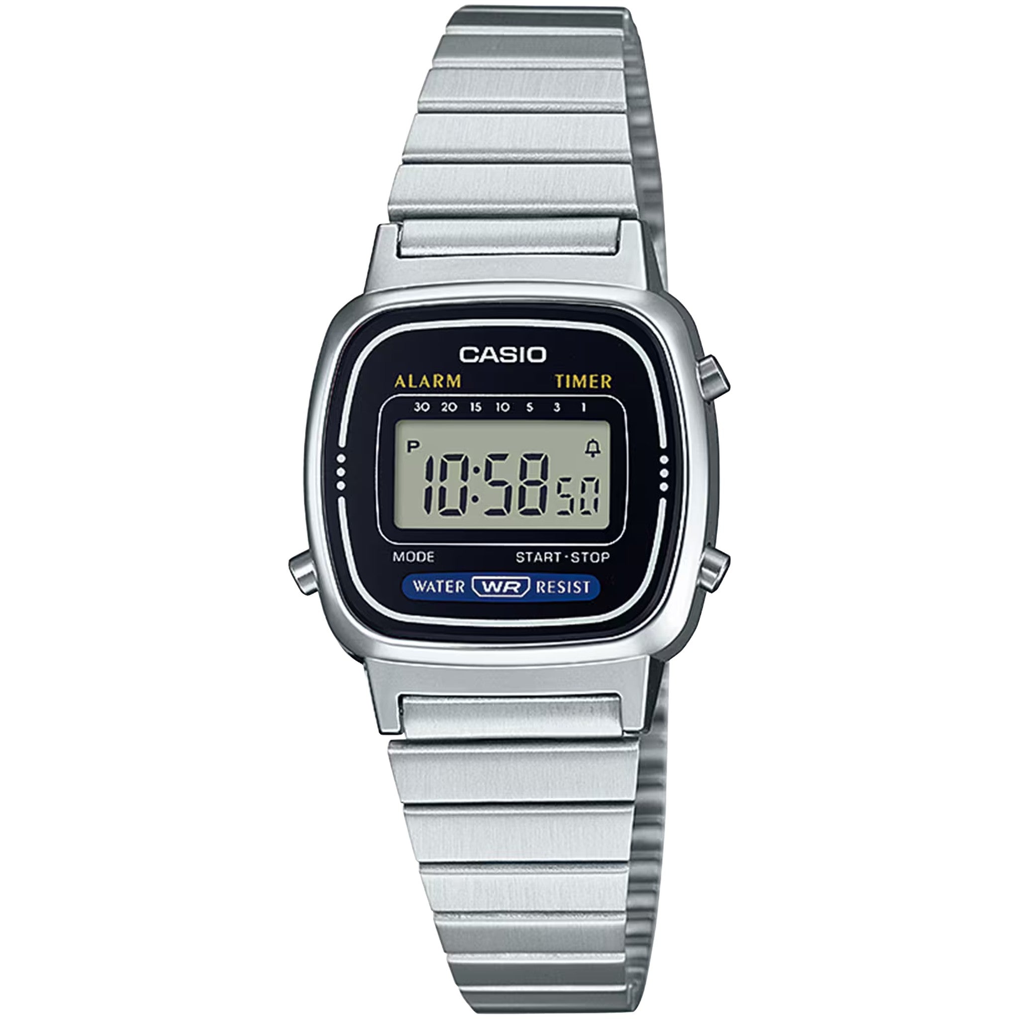 Casio Damenuhr Vintage LA670WA-1D Quarz Digital Silber Schwarz