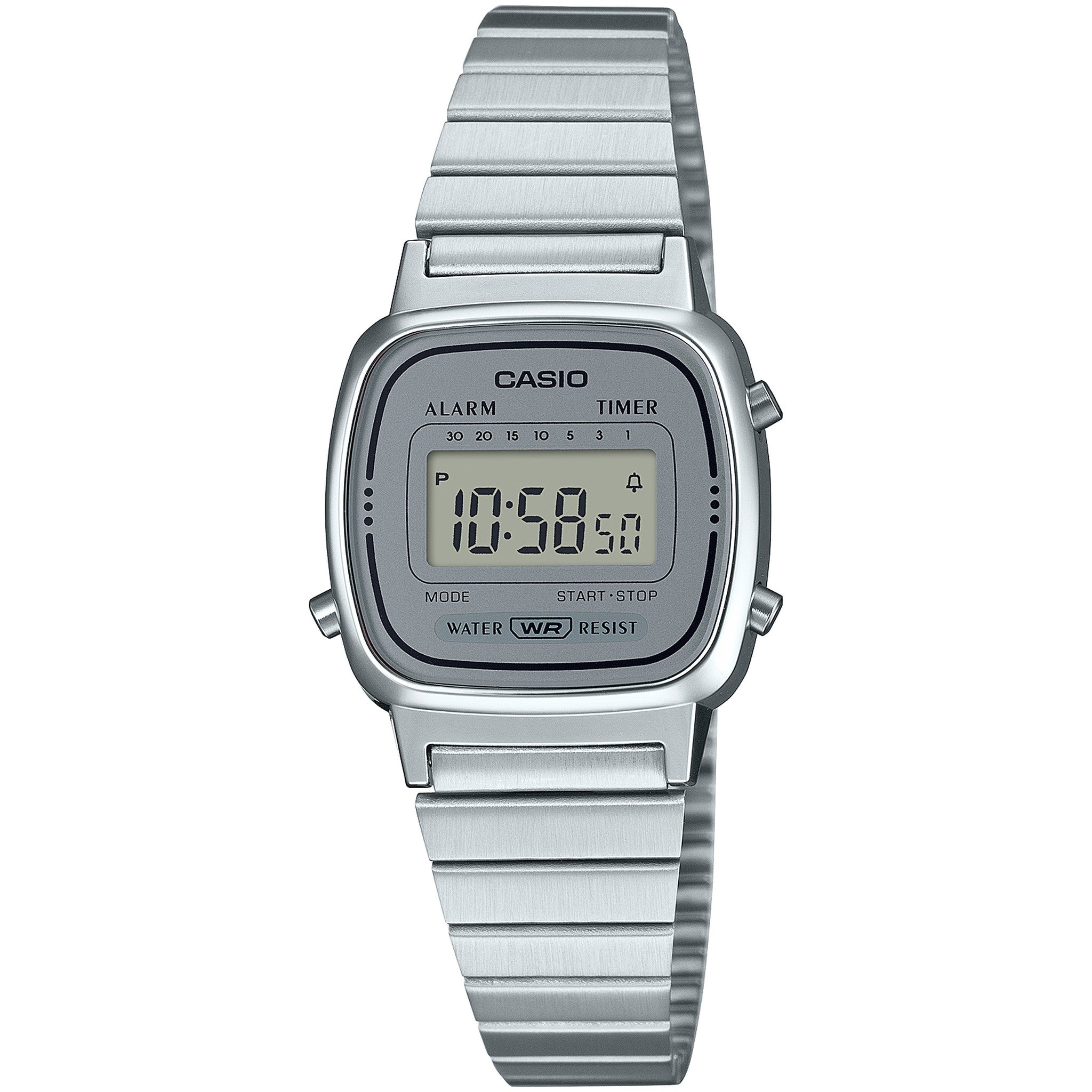Casio Vintage Damenuhr LA670WA-7D Quarz Digital Silber Grau