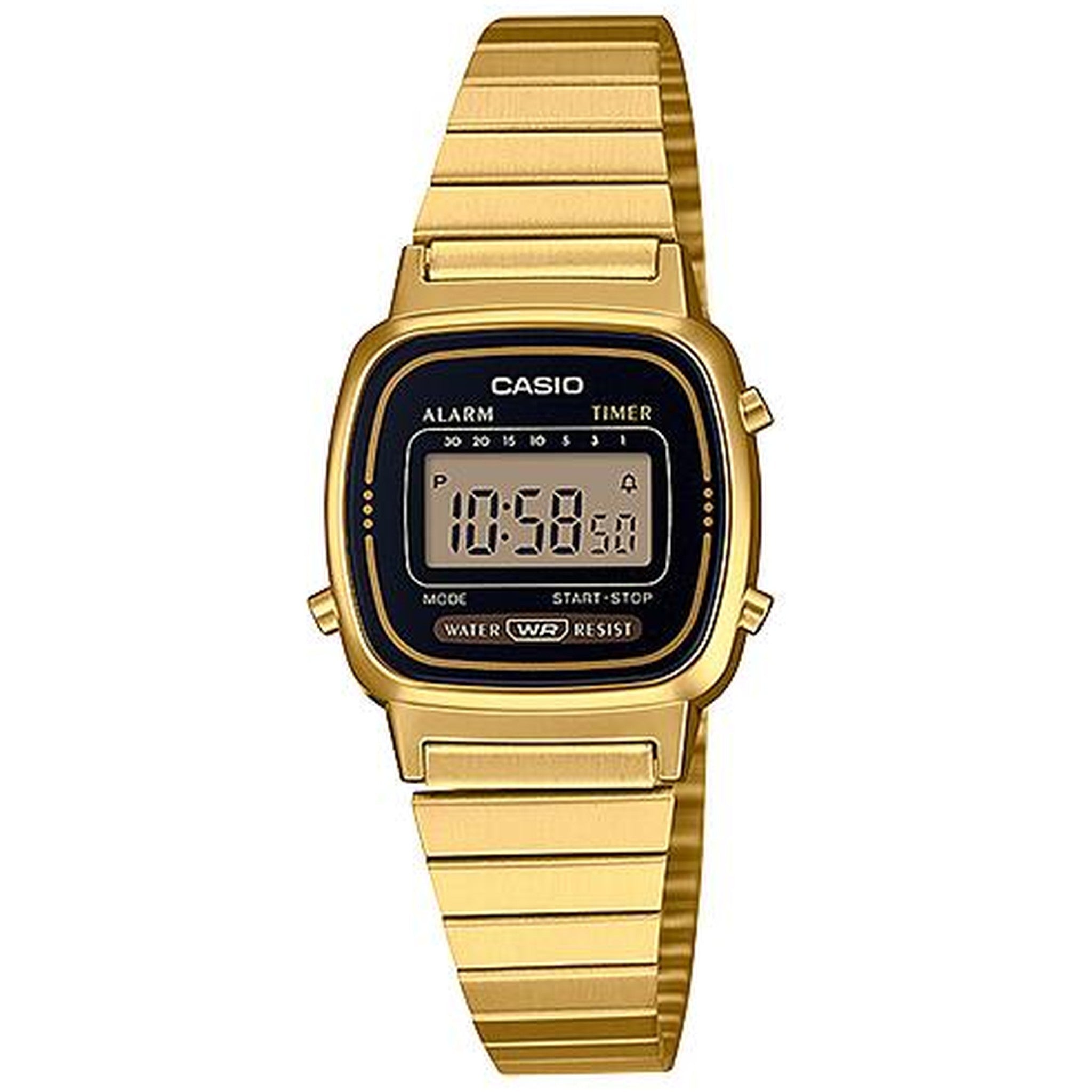 Montre Casio Femme Vintage LA670WGA-1D Quartz Digitale Doré Noir