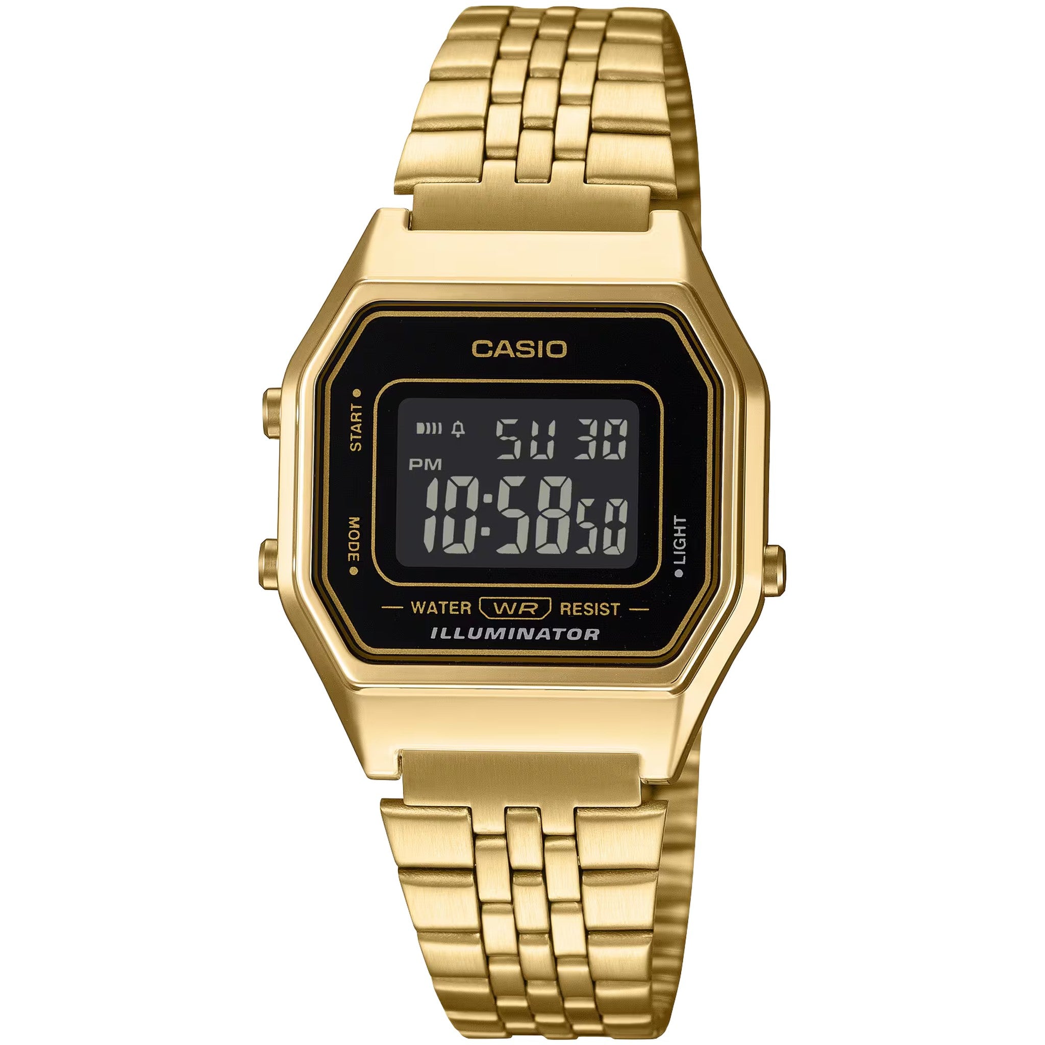 Casio Damenuhr Vintage LA680WGA-1B Quarz Digital Gold Schwarz