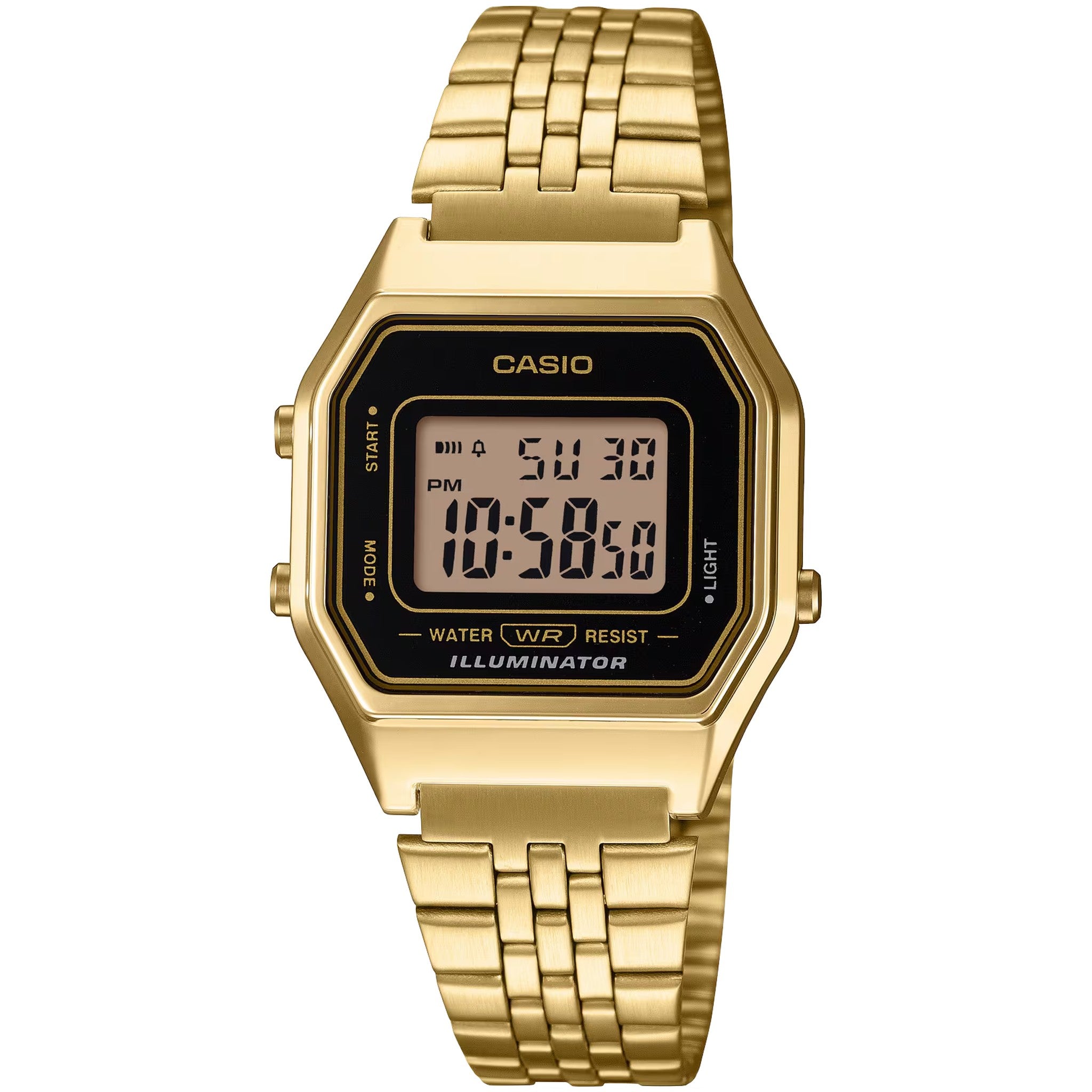 Casio Damen Vintage LA680WGA-1D Quarzuhr Digital Gold Schwarz