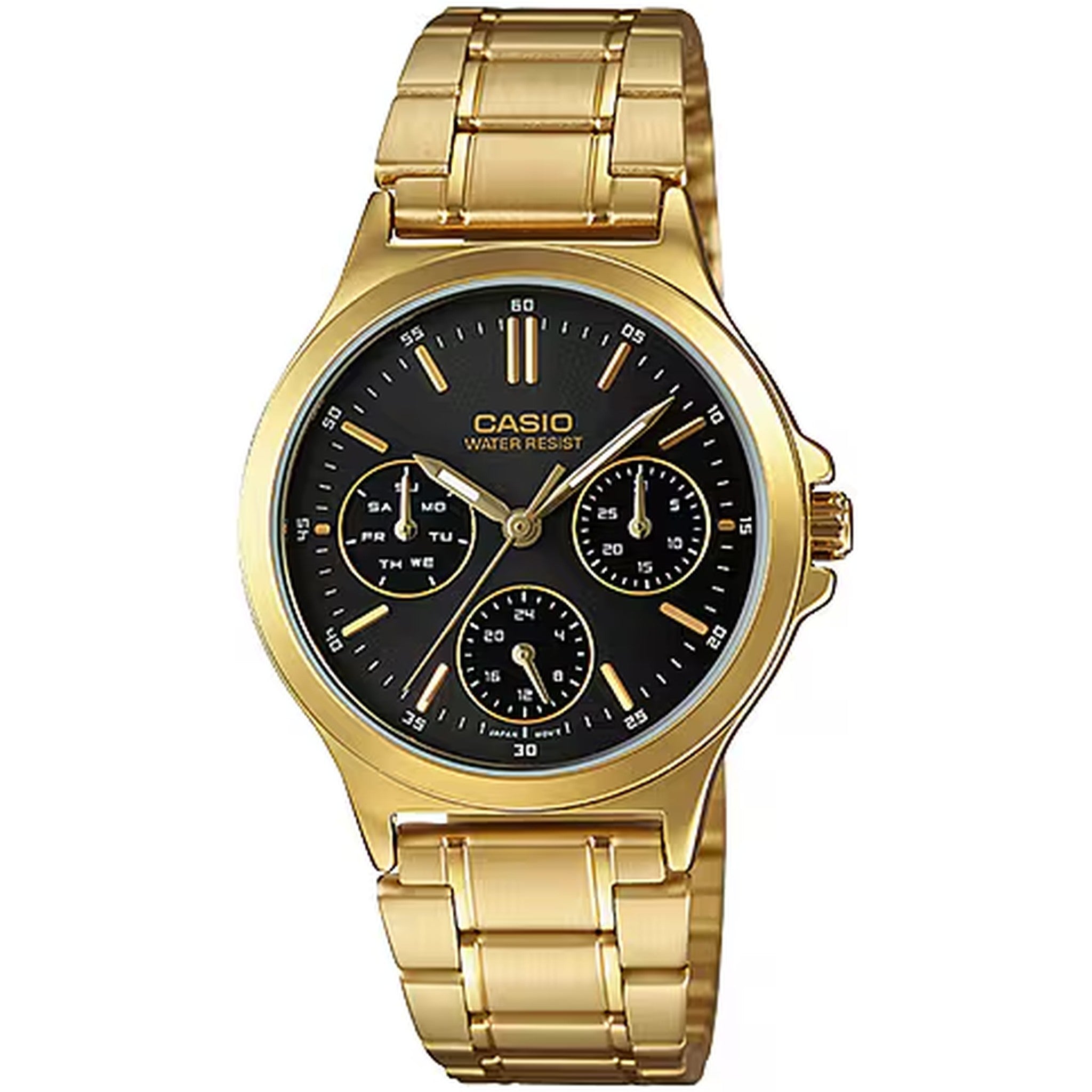 Casio Damenarmbanduhr LTP-V300G-1A Quarz Analog Gold Schwarz