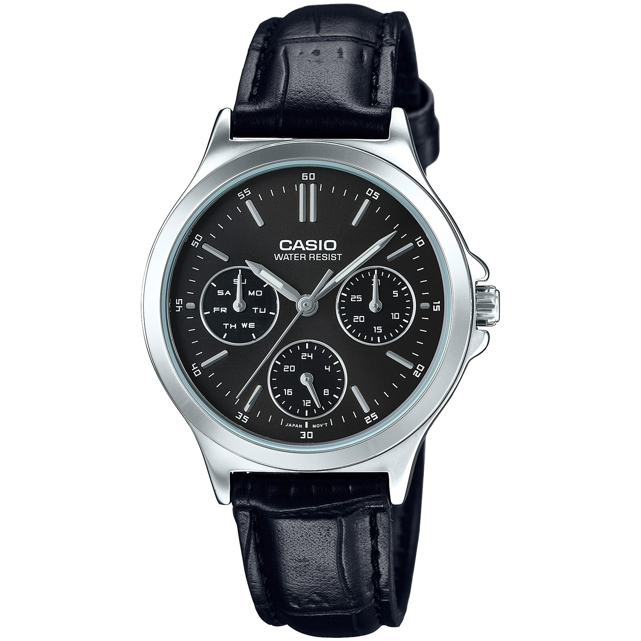 Casio Damenarmbanduhr LTP-V300L-1A Quarz Analog Silber Schwarz
