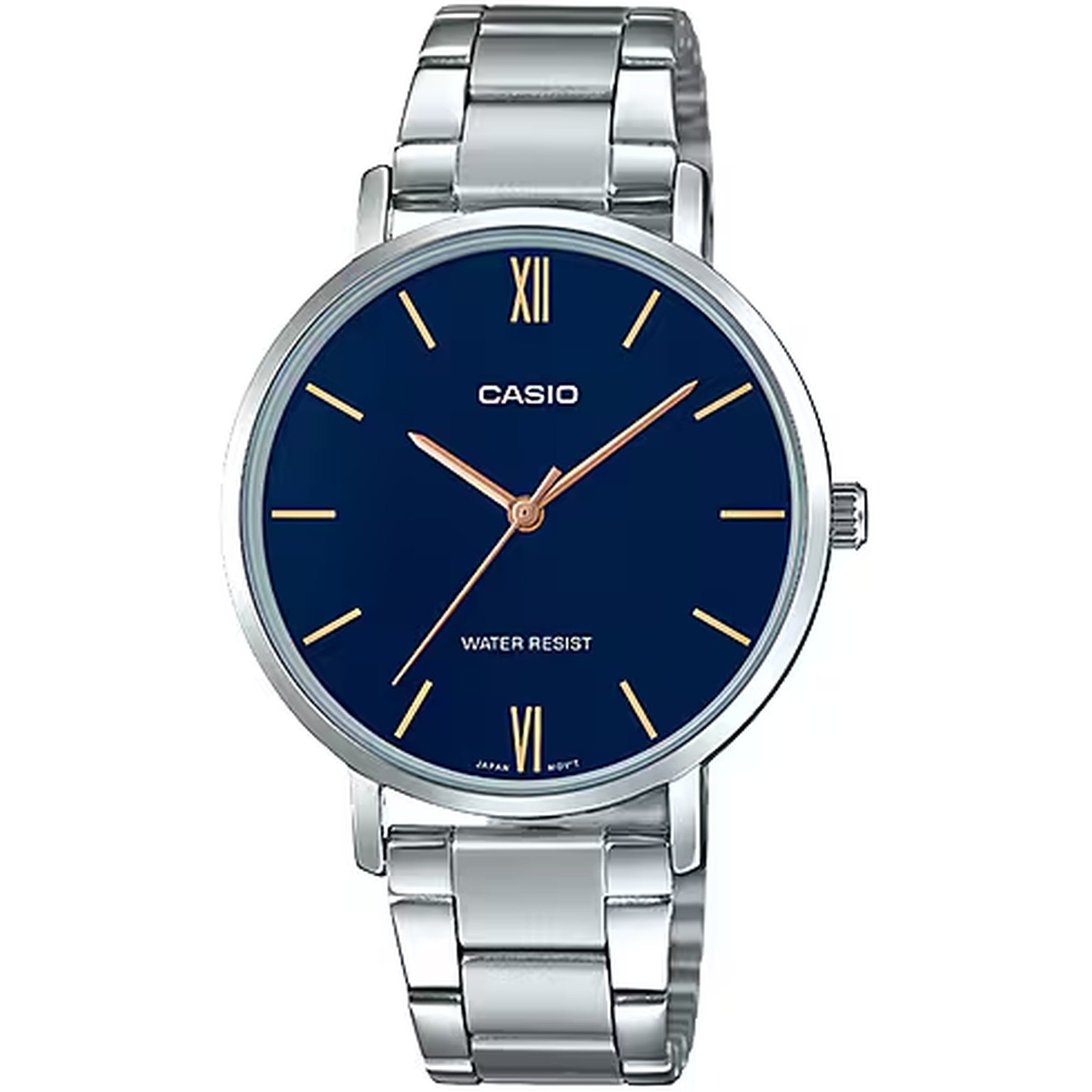 Casio Damenarmbanduhr LTP-VT01D-2B Quarz Analog Silber Blau