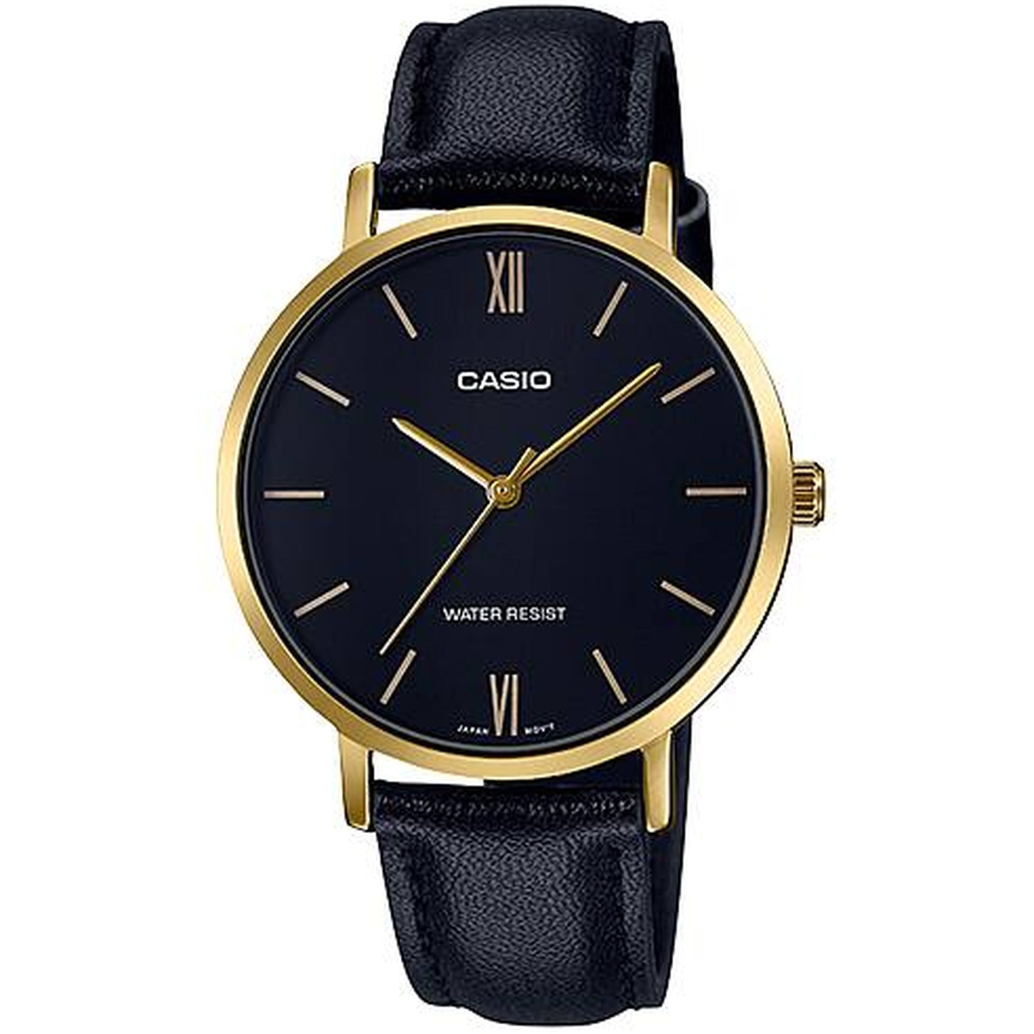 Casio Damenuhr LTP-VT01GL-1B Quarz Analog Gold Schwarz
