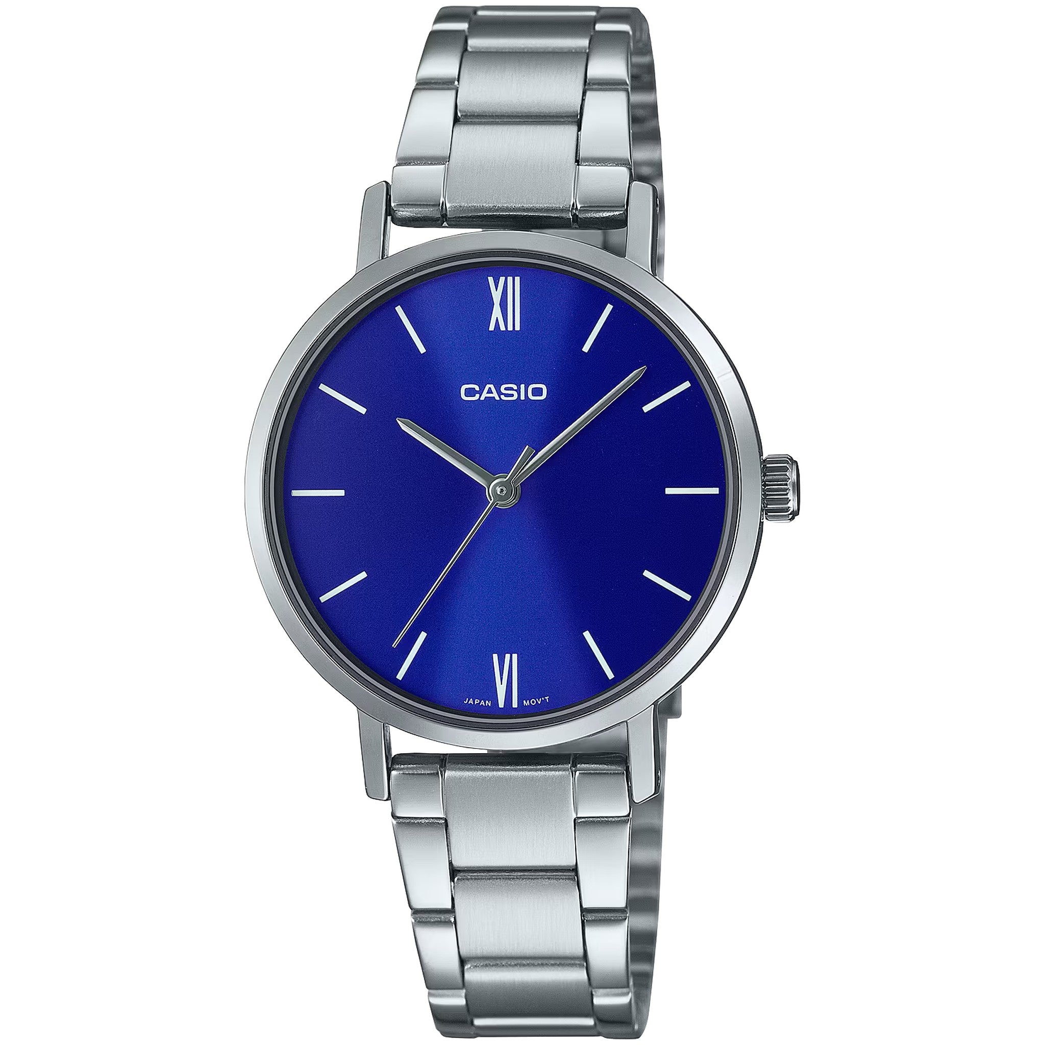 Casio Damenarmbanduhr LTP-VT02D-2A Quarz Analog Silber Blau