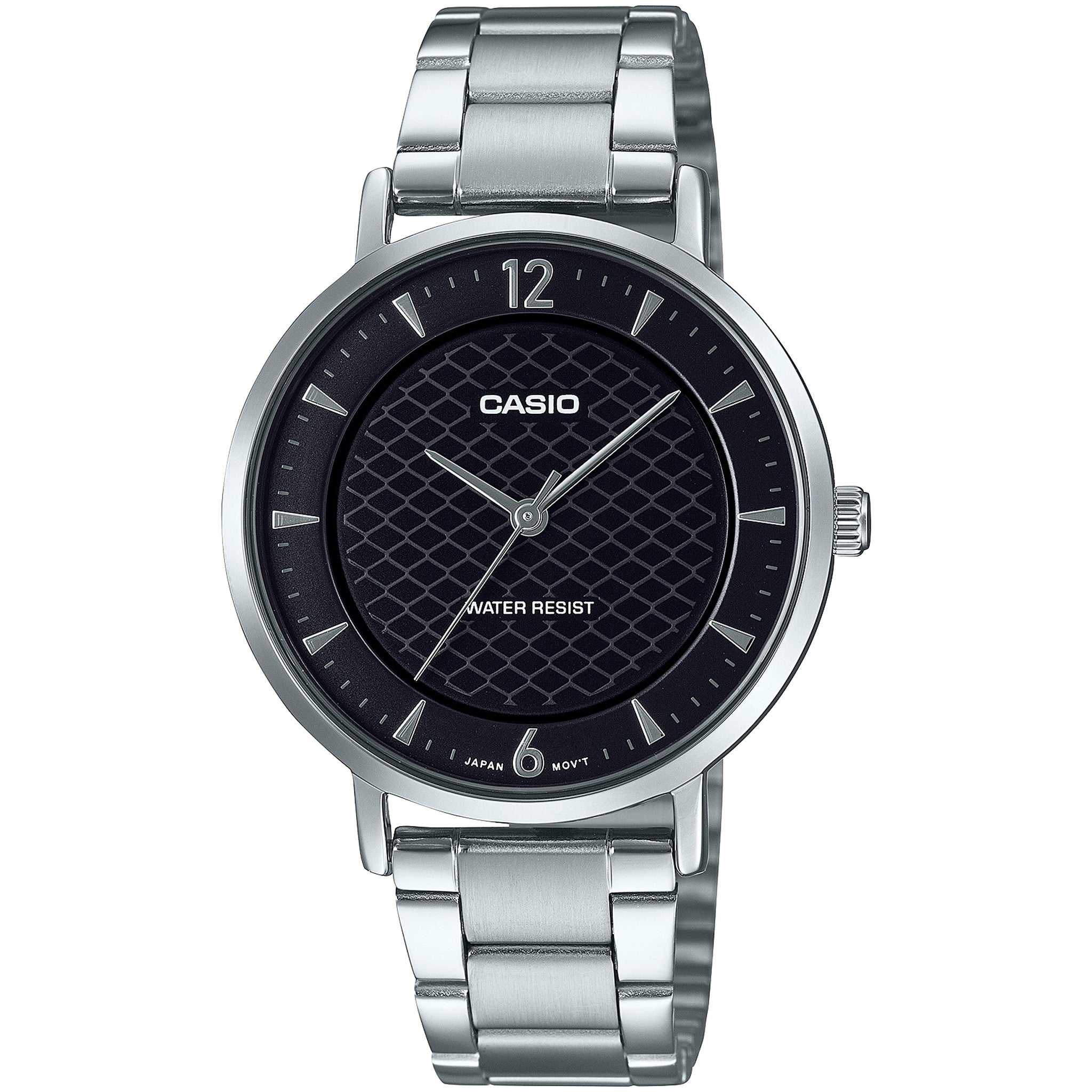 Casio Damenarmbanduhr LTP-VT04D-1A Quarz Analog Silber Schwarz