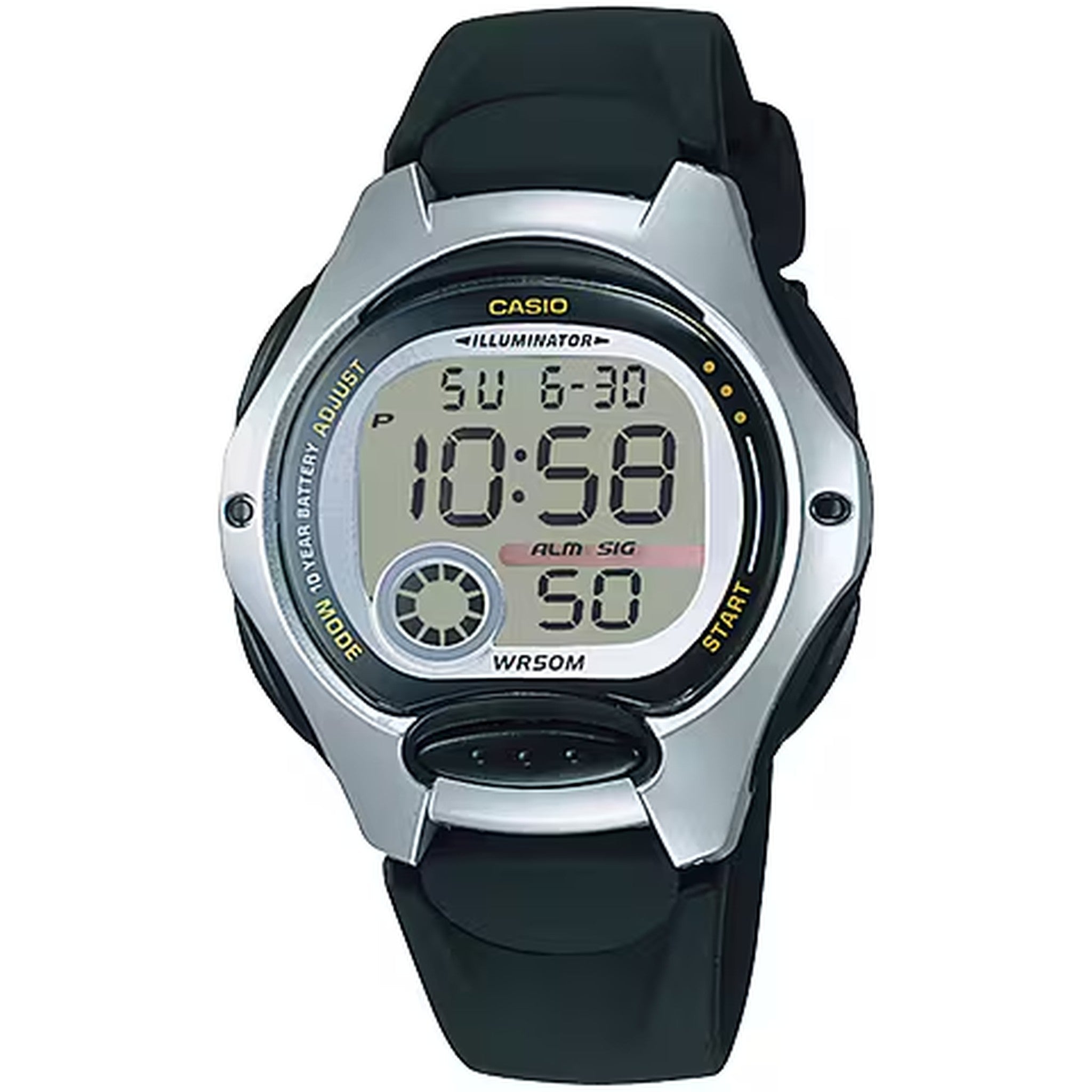 Casio Damenuhr LW-200-1A Quarz Digital Silber Schwarz