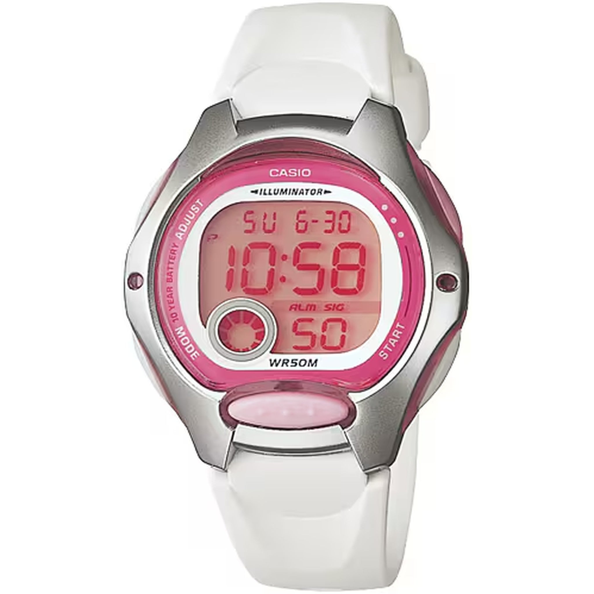 Casio Damenuhr LW-200-7A Quarz Digital Silber Rosa
