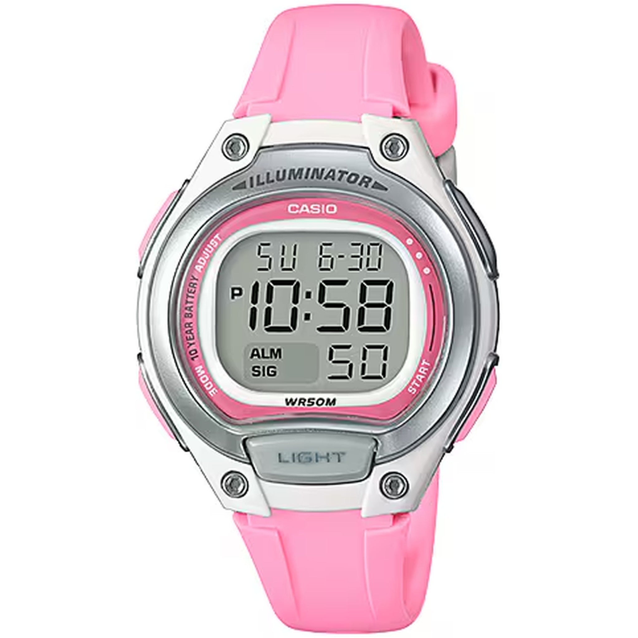 Casio Damenuhr LW-203-4A Quarz Digital Silber Rose