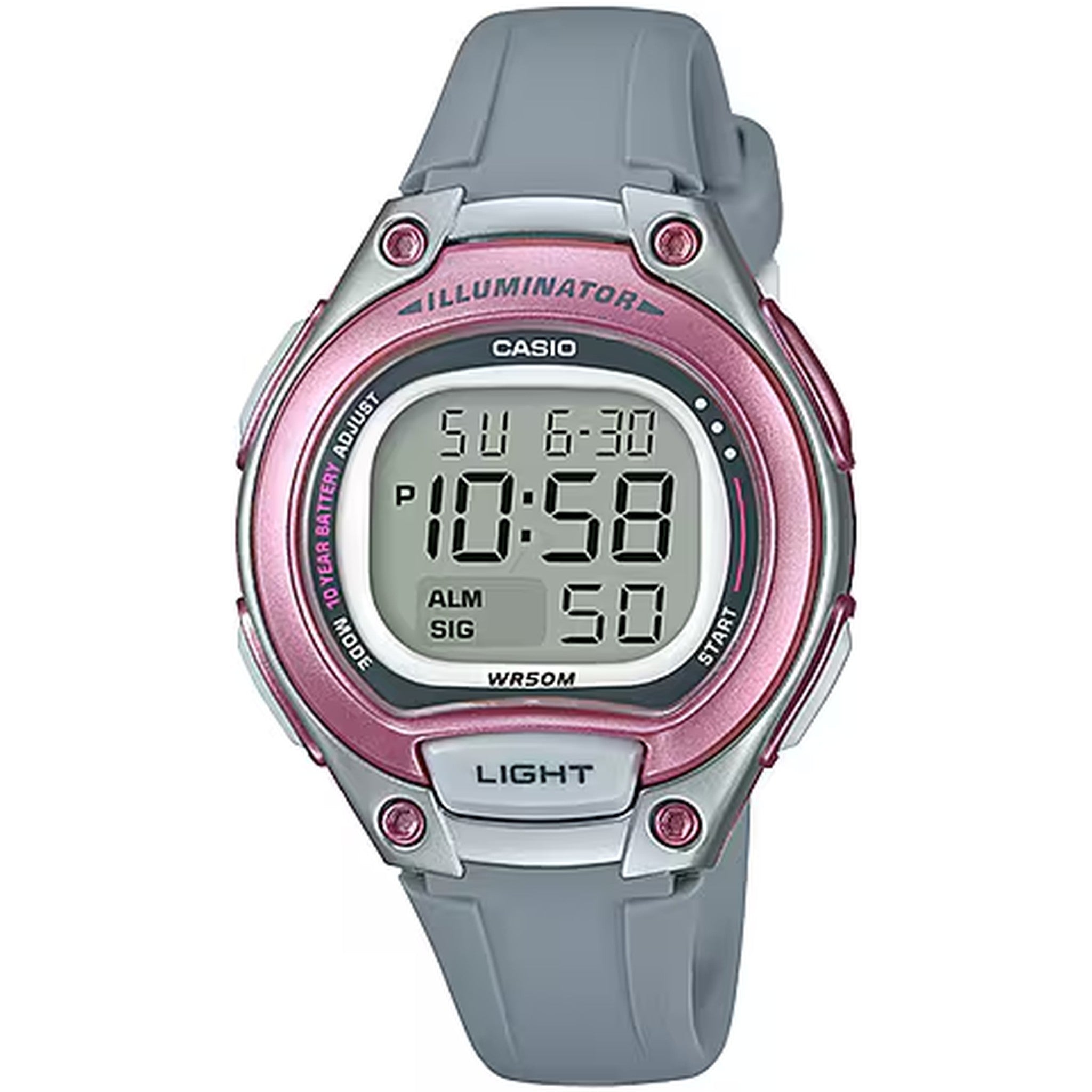 Casio Damenarmbanduhr LW-203-8A Quarz Digital Rose Schwarz