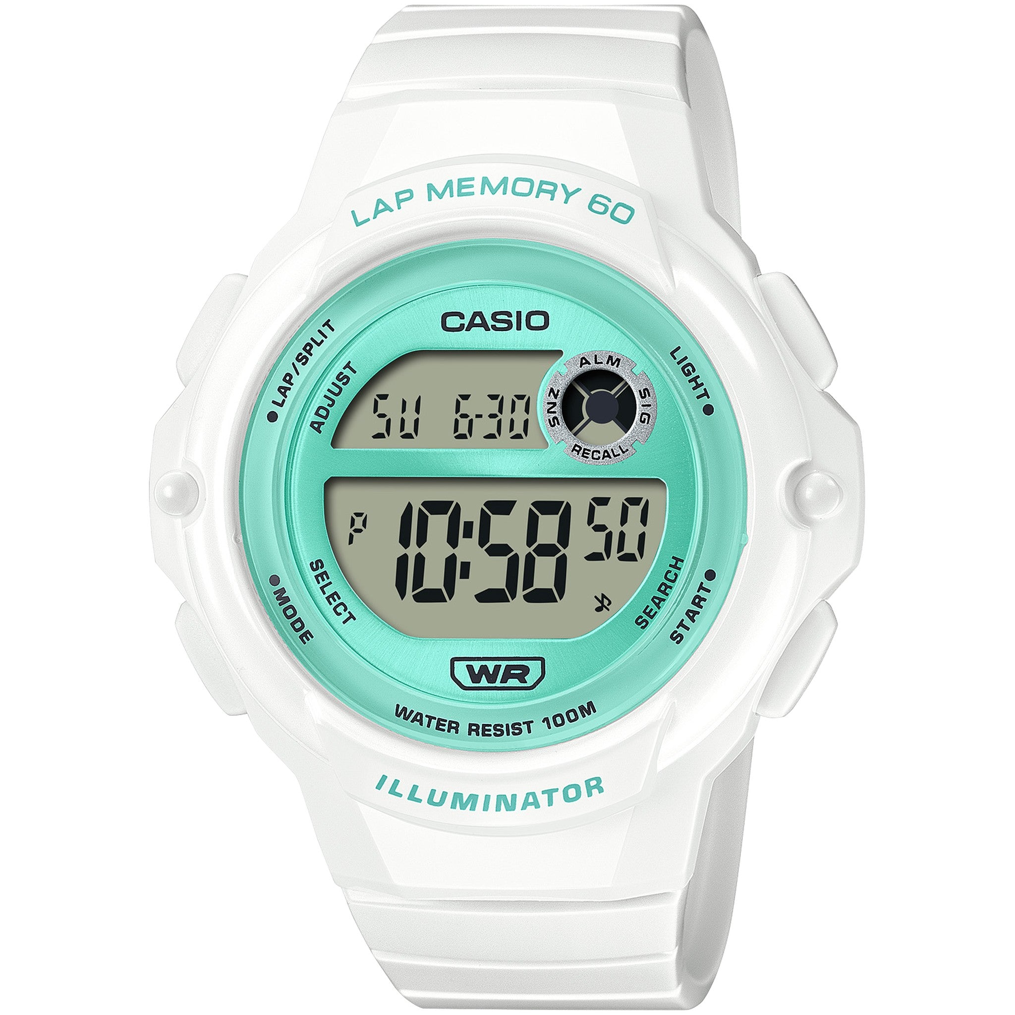 Casio Damenuhr LWS-1200H-7A3 Quarz Digital Weiß Grün