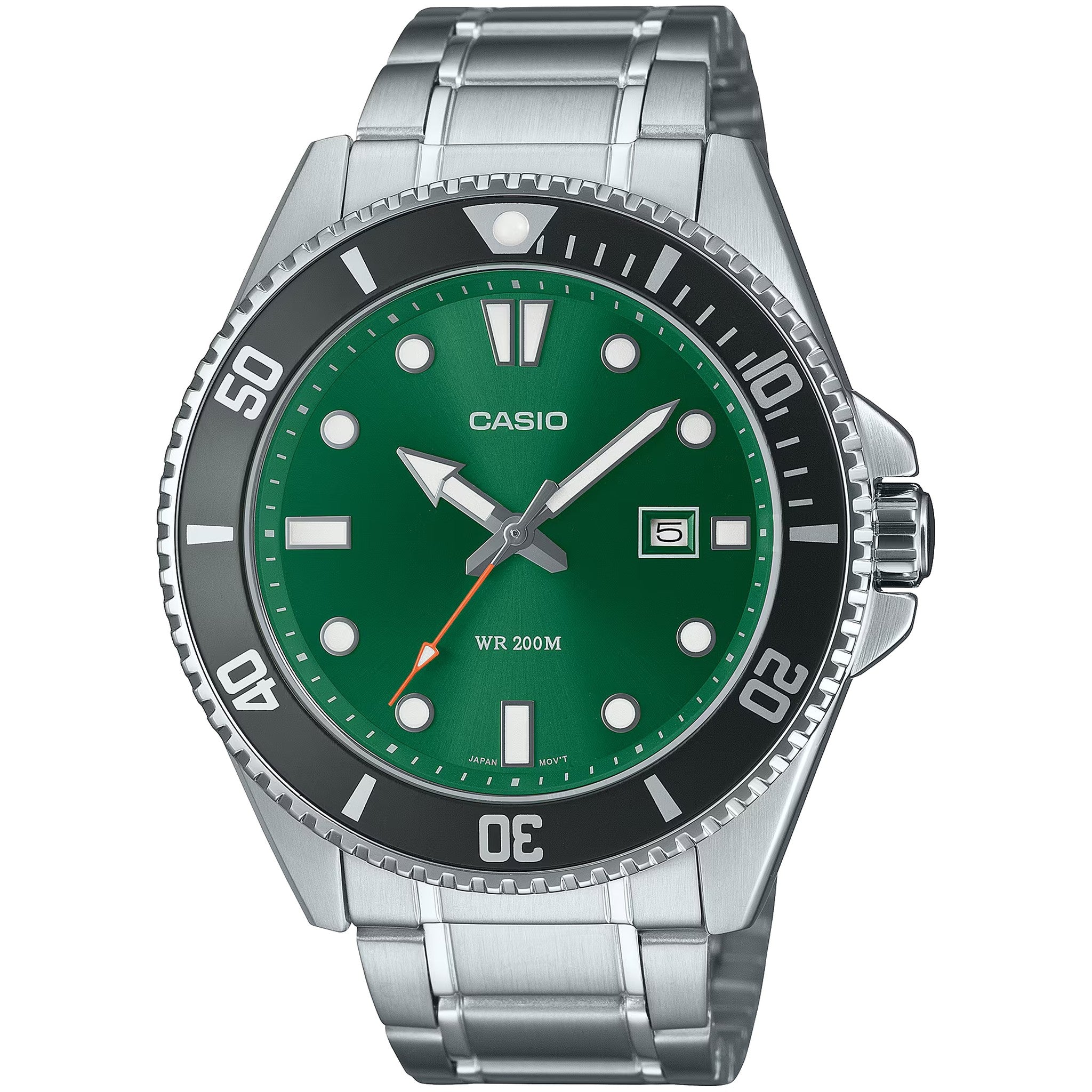 Casio Herrenuhr MDV-107D-3A2 Quarz Analog Silber Grün