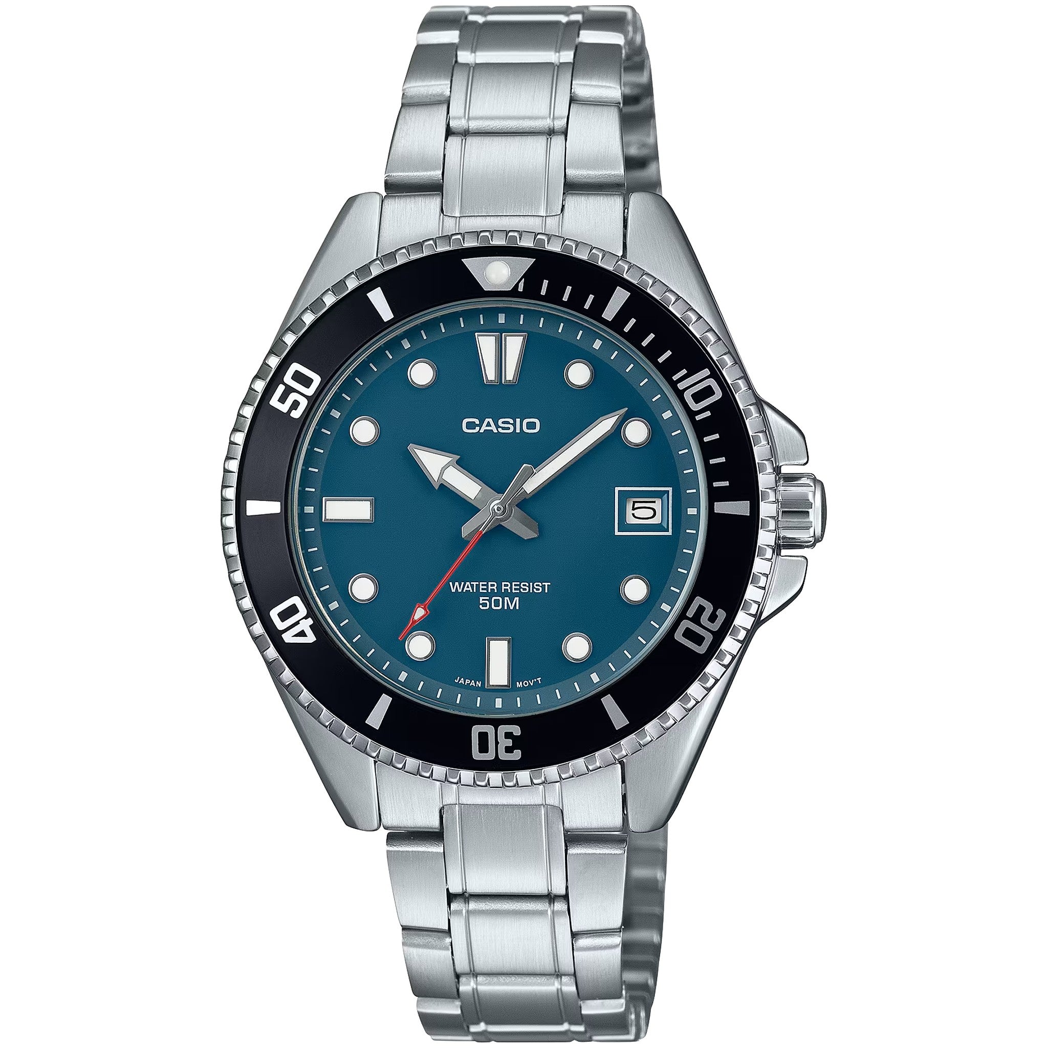 Casio Herrenuhr MDV-10D-2A1 Quarz Analog Silber Blau