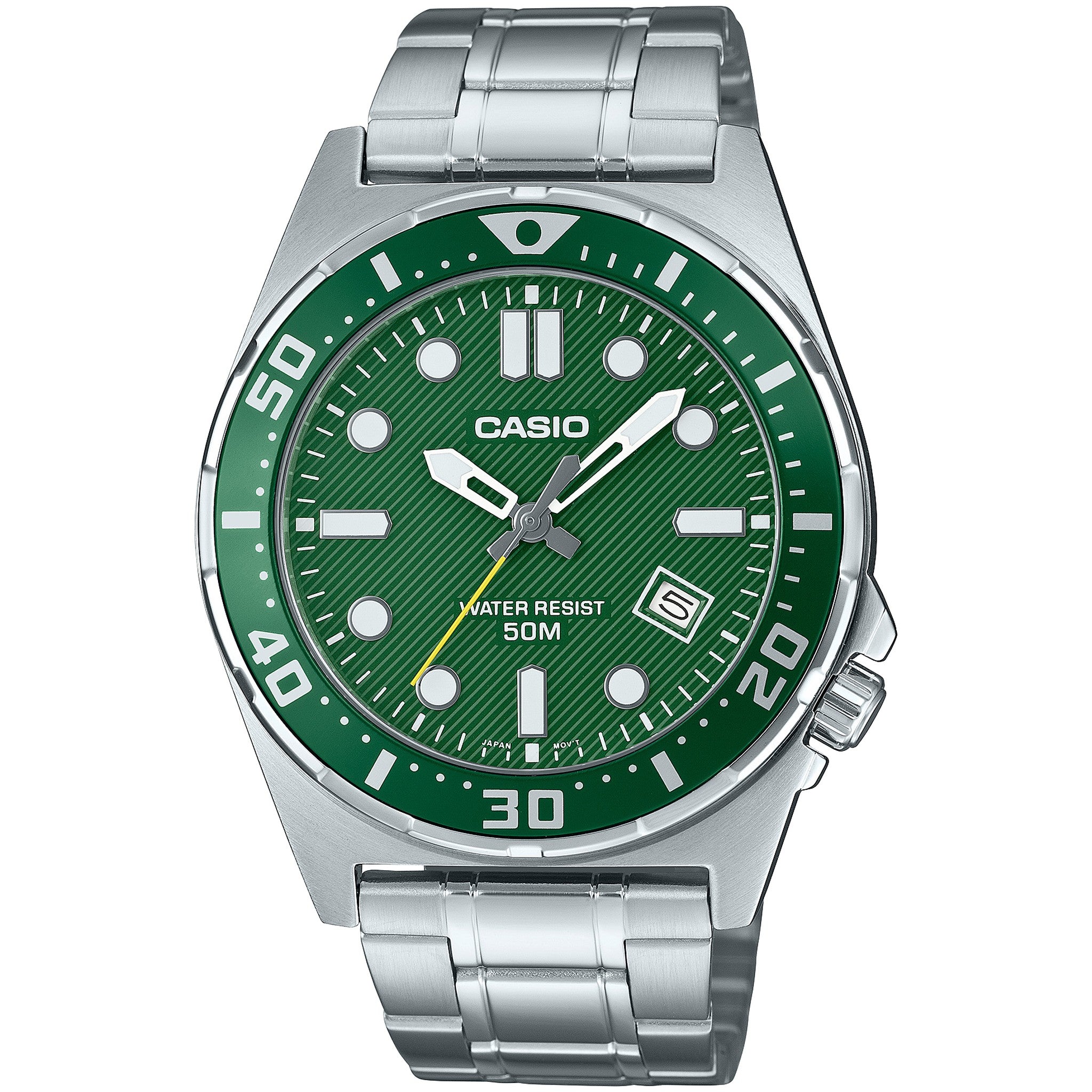 Casio Herrenuhr MTD-135D-3A Quarz Analog Silber Grün