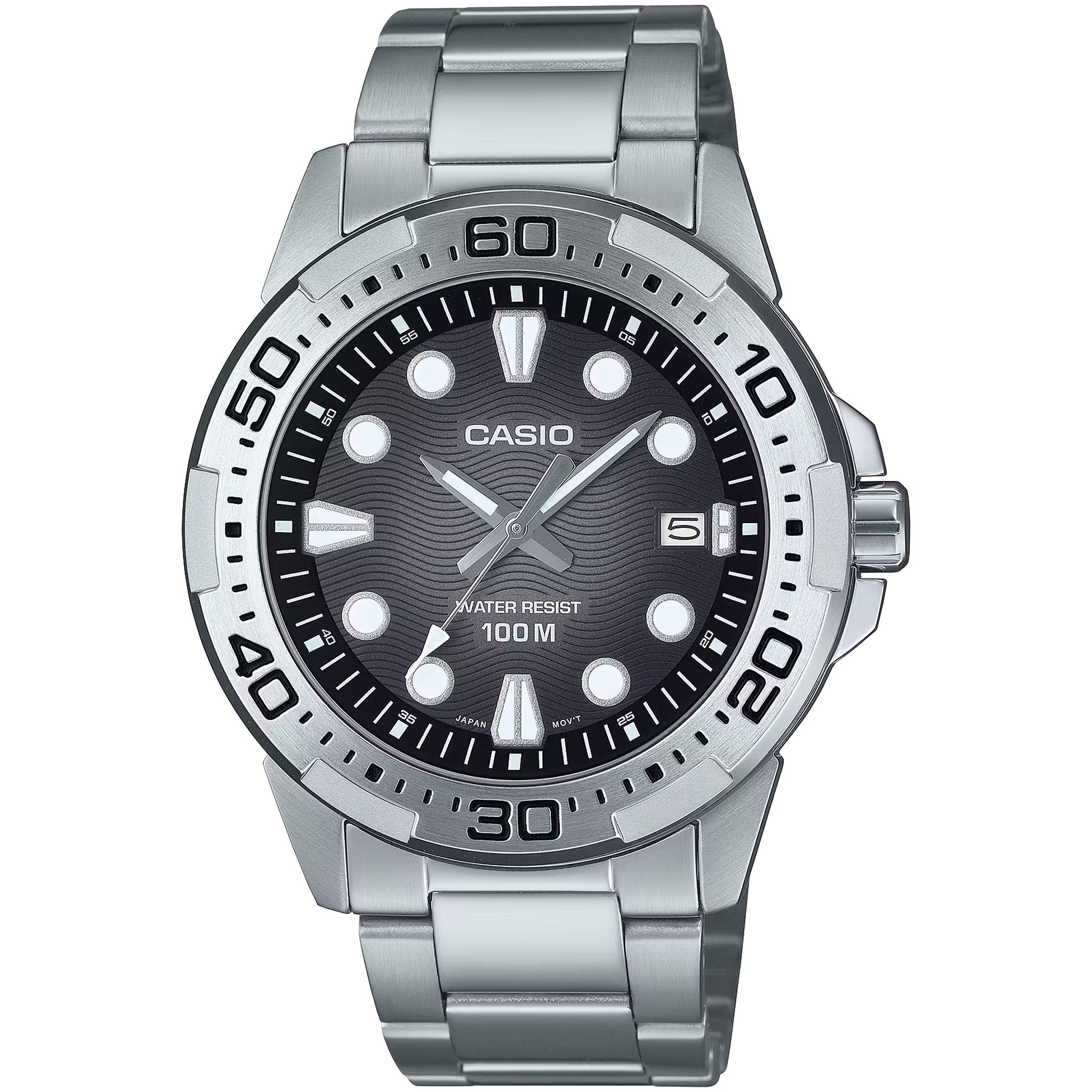 Casio Herrenuhr MTD-140D-1A Quarz Analog Silber Schwarz