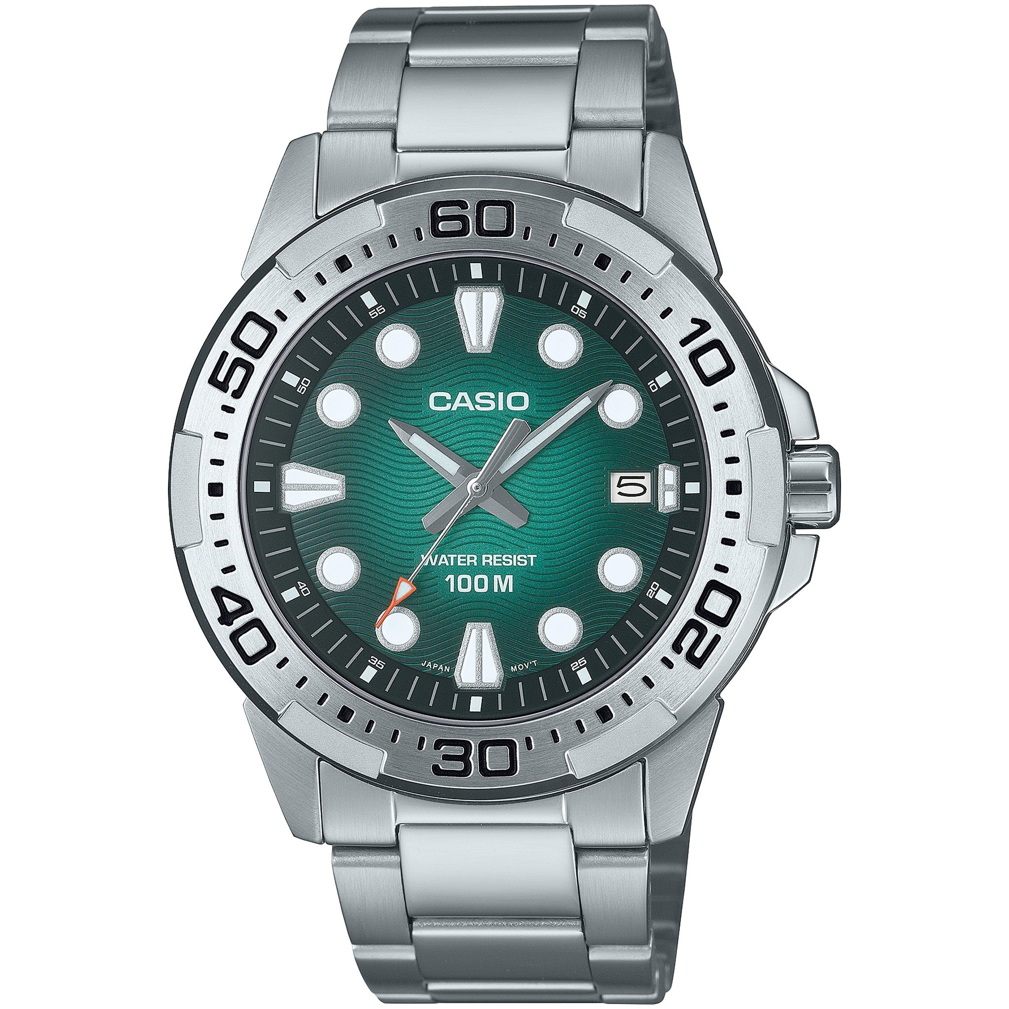Casio Herrenuhr MTD-140D-3A Quarz Analog Silber Grün