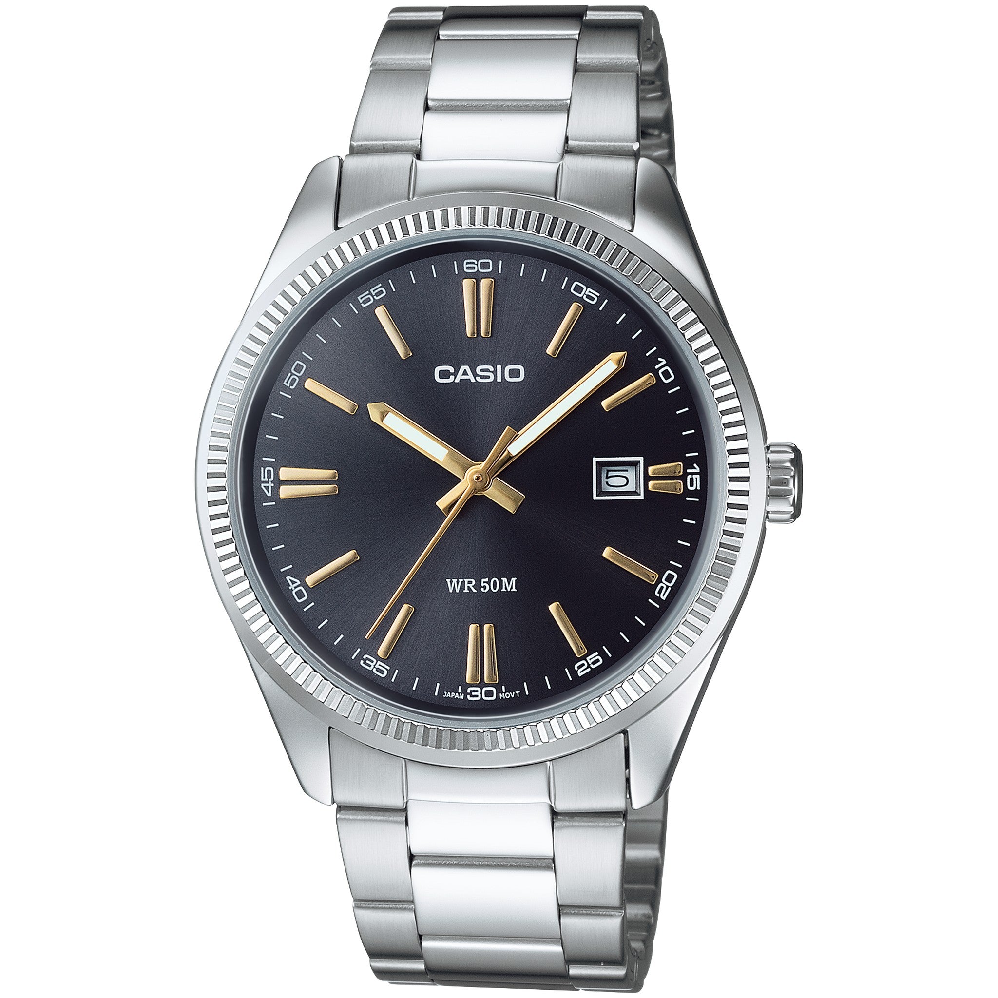 Casio Herrenuhr MTP-1302D-1A2 Quarz Analog Silber Schwarz