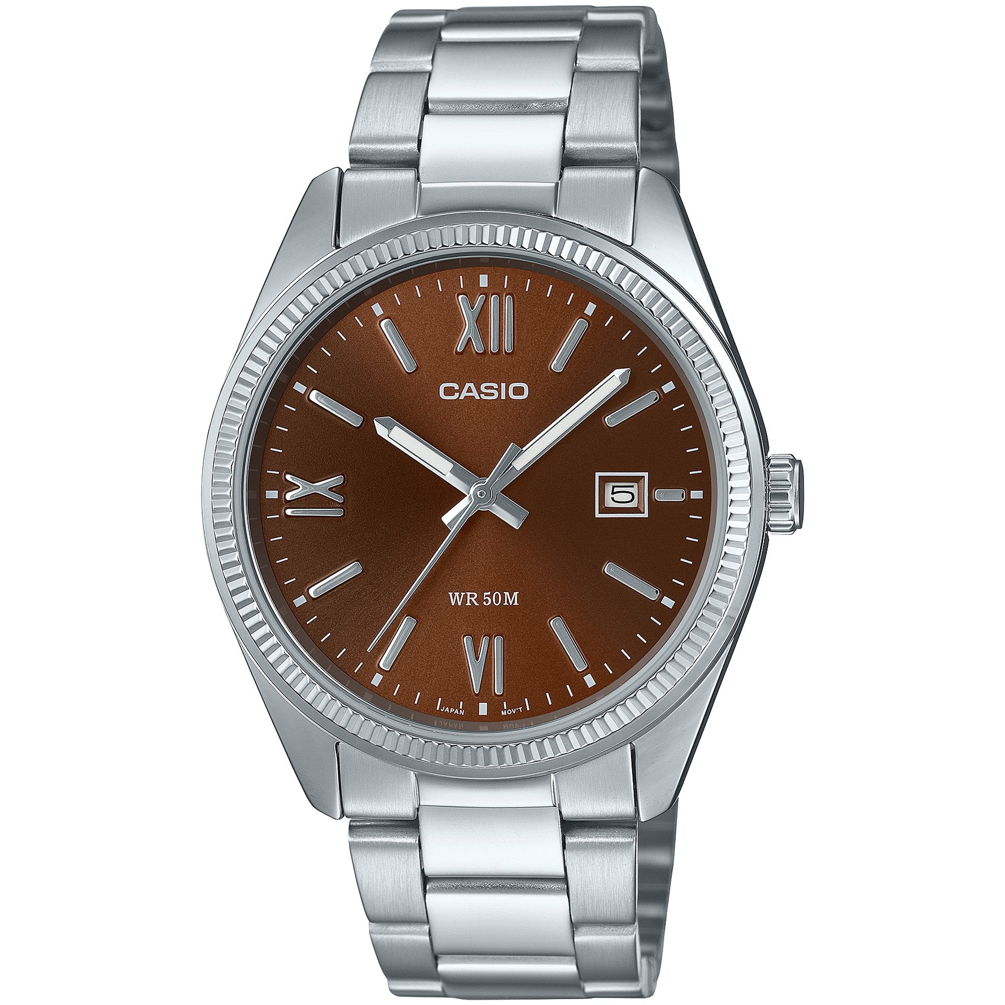 Casio Herrenuhr MTP-1302DD-5A Quarz Analog Silber Braun