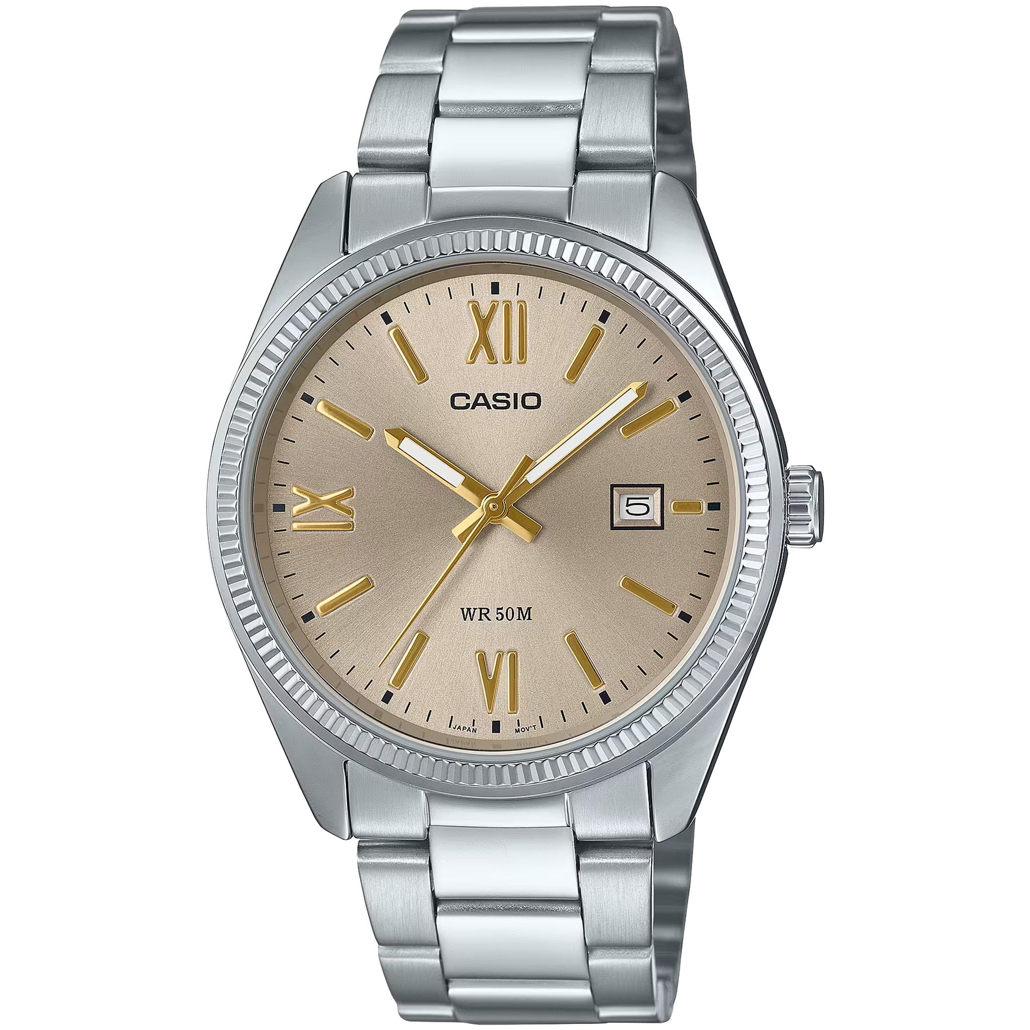 Casio Herrenuhr MTP-1302DD-9A Quarz Analog Silber Beige