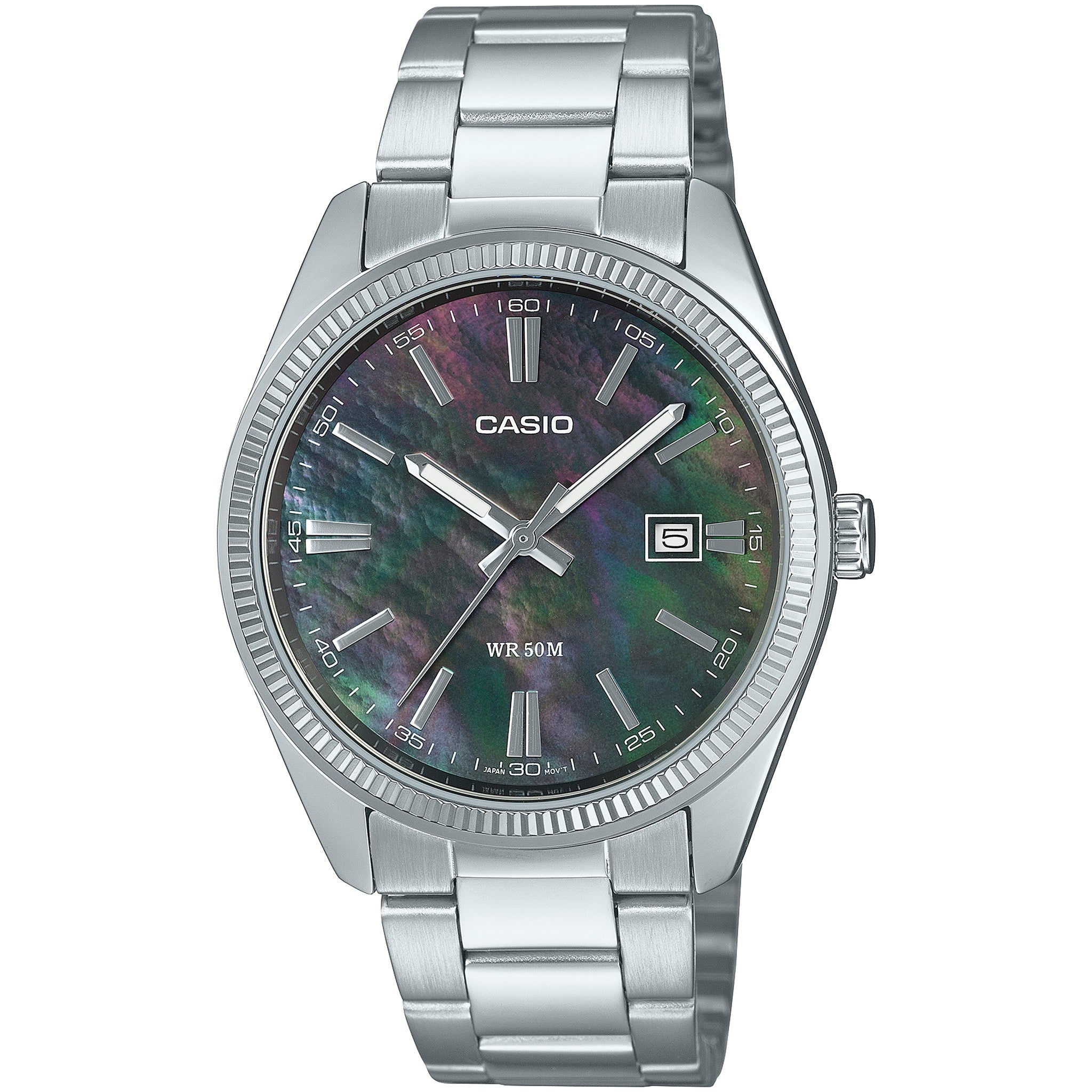 Casio Herrenuhr MTP-1302DS-1A Quarz Analog Silber Mehrfarbig