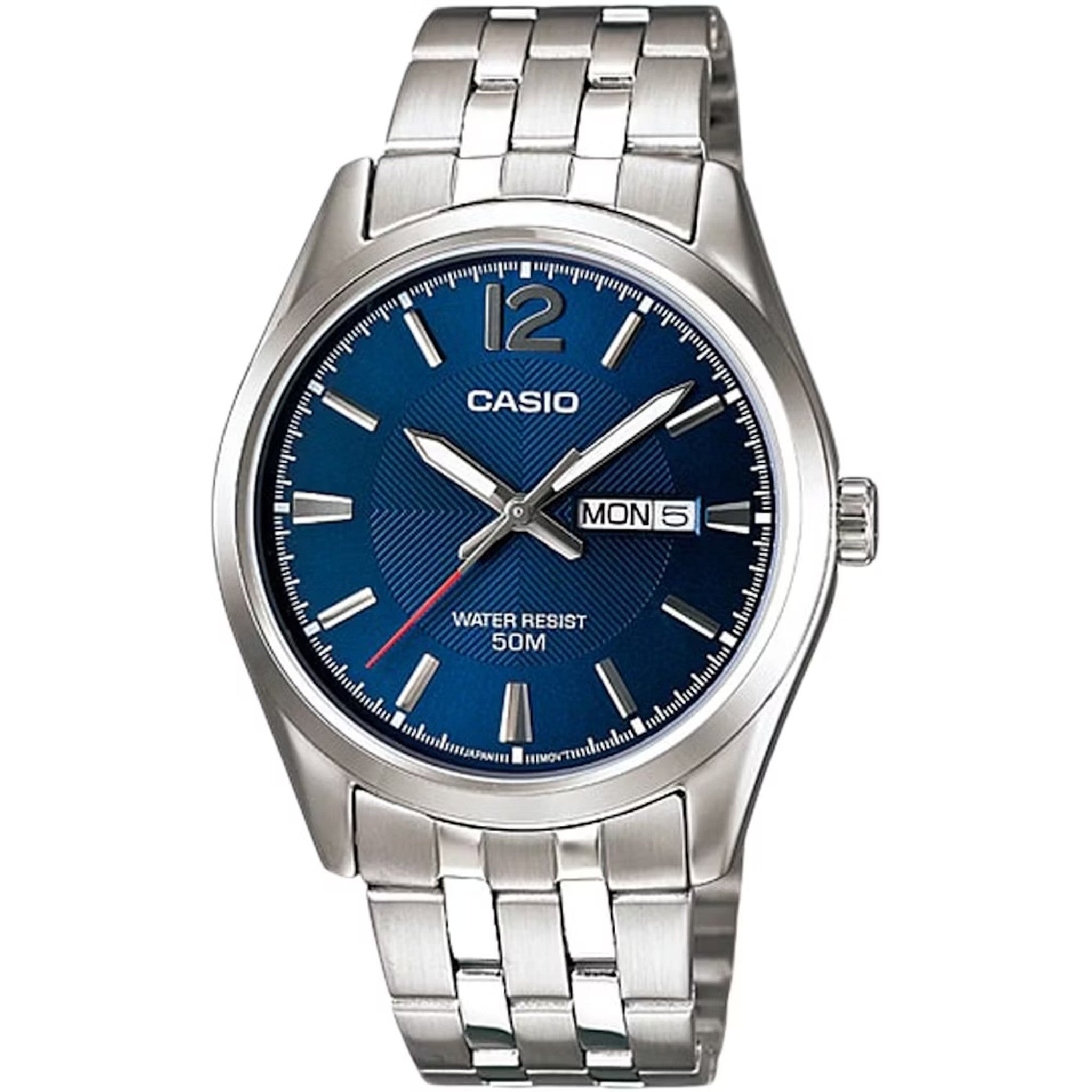 Casio Herrenuhr MTP-1335D-2A Quarz Analog Silber Blau