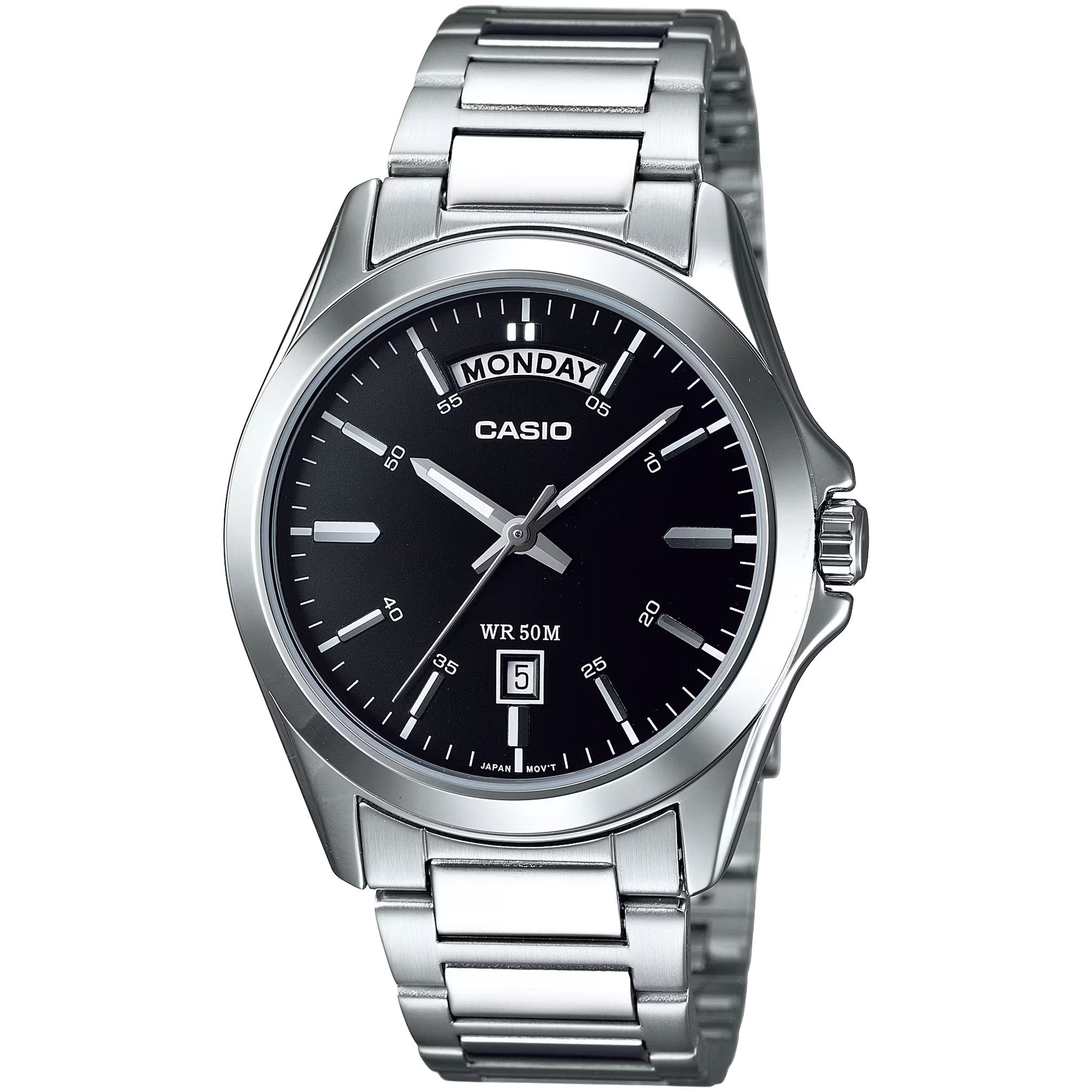 Casio Herrenuhr MTP-1370D-1A1 Quarz Analog Silber Schwarz