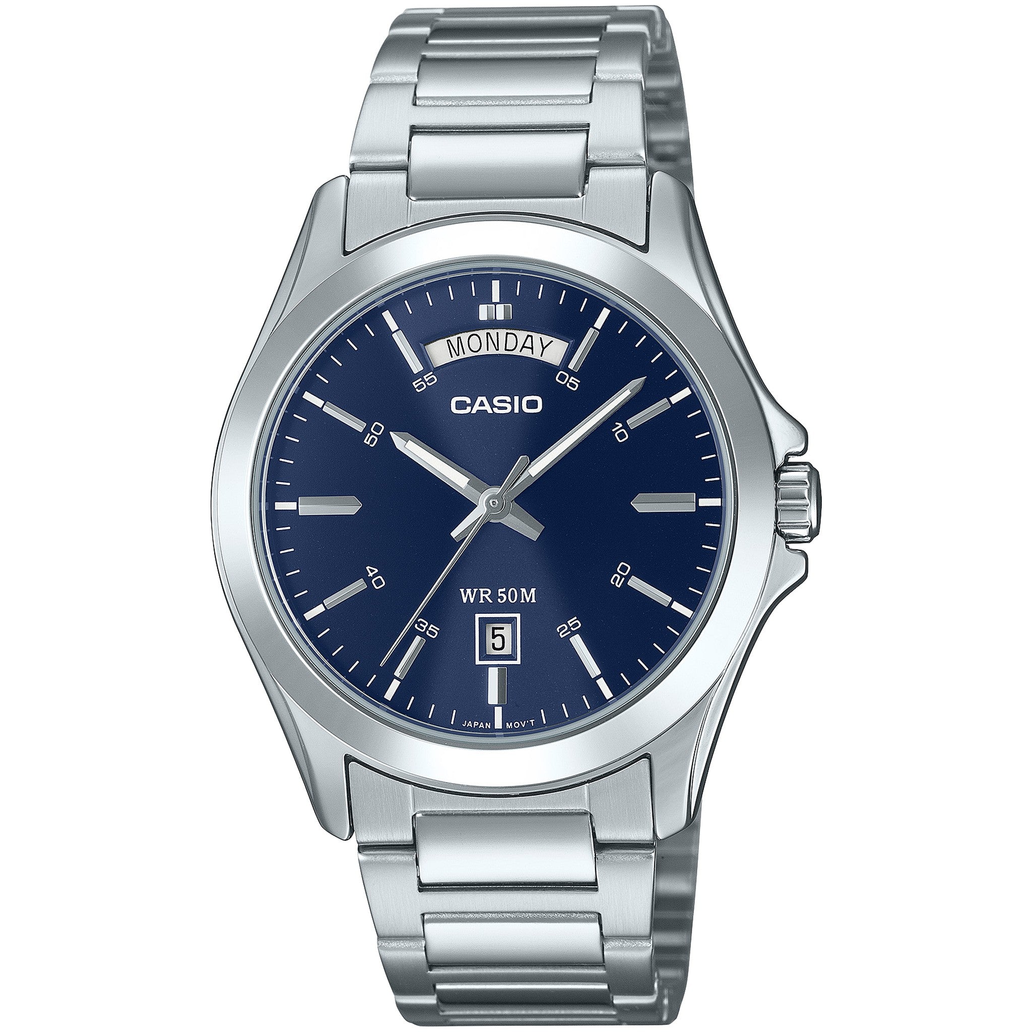 Casio Herrenuhr MTP-1370D-2A2 Quarz Analog Silber Blau