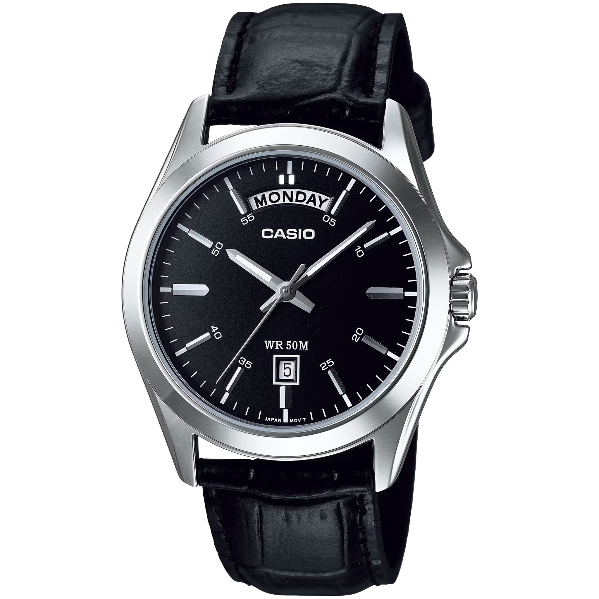 Casio Herrenuhr MTP-1370L-1A Quarz Analog Silber Schwarz