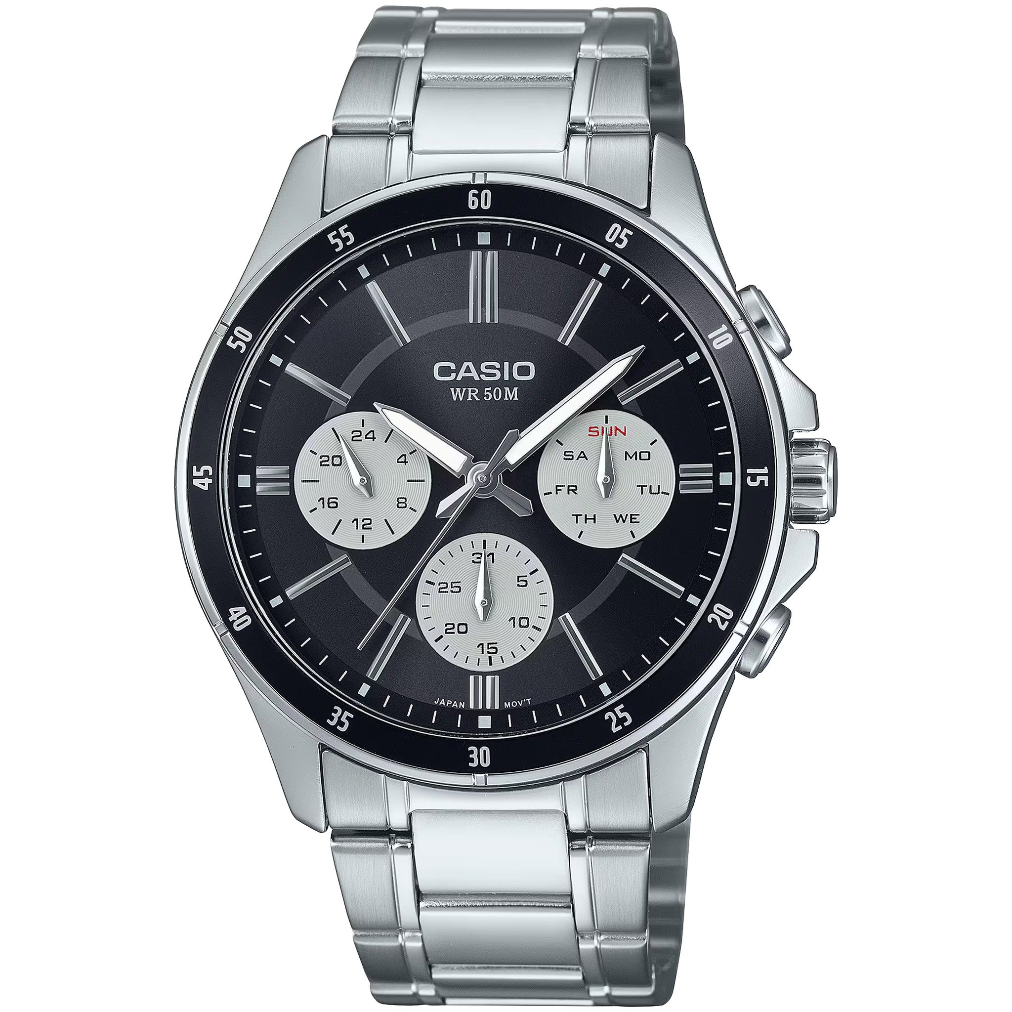 Casio Herrenuhr MTP-1374D-1A3 Quarz Analog Silber Schwarz