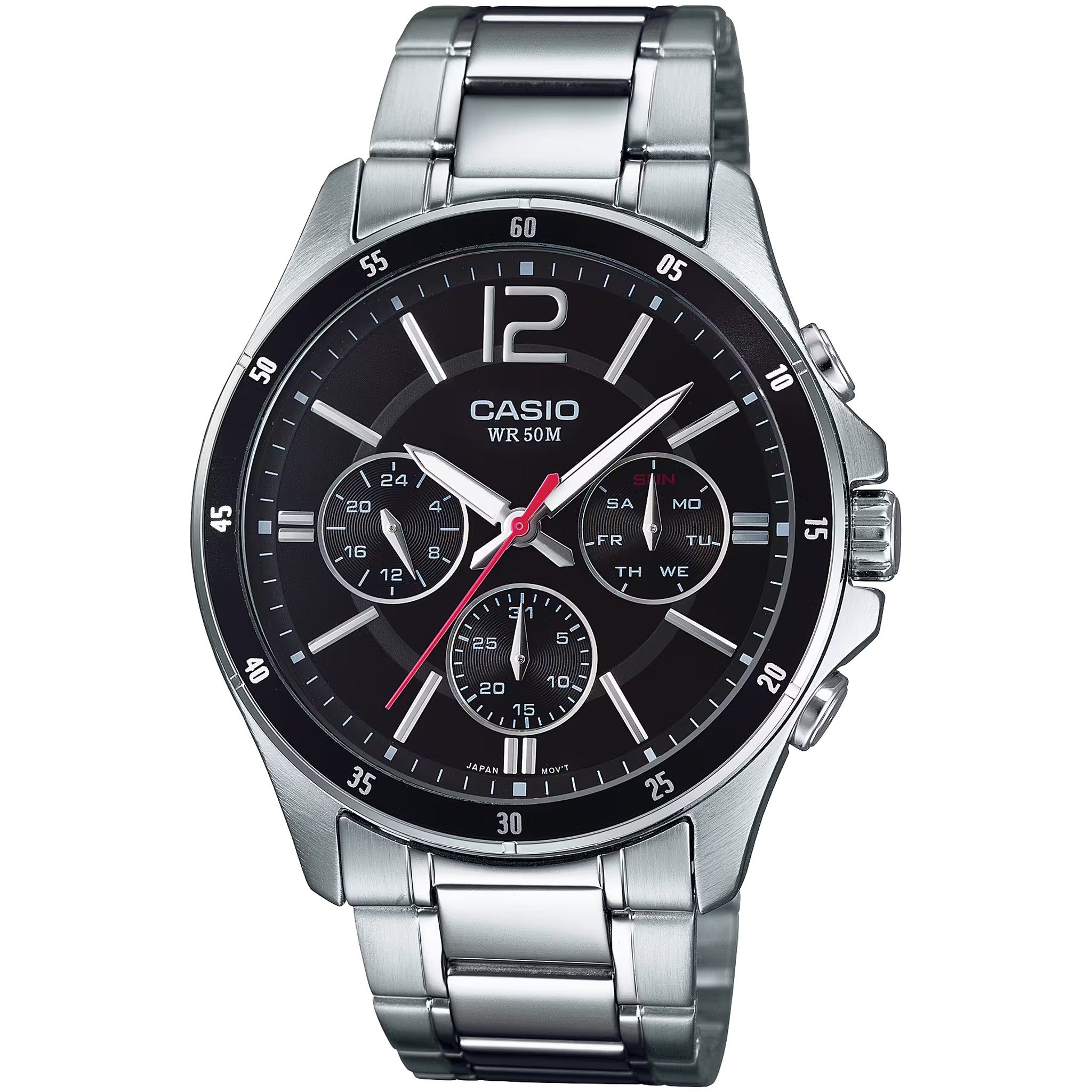 Casio Herrenuhr MTP-1374D-1A Quarz Analog Silber Schwarz