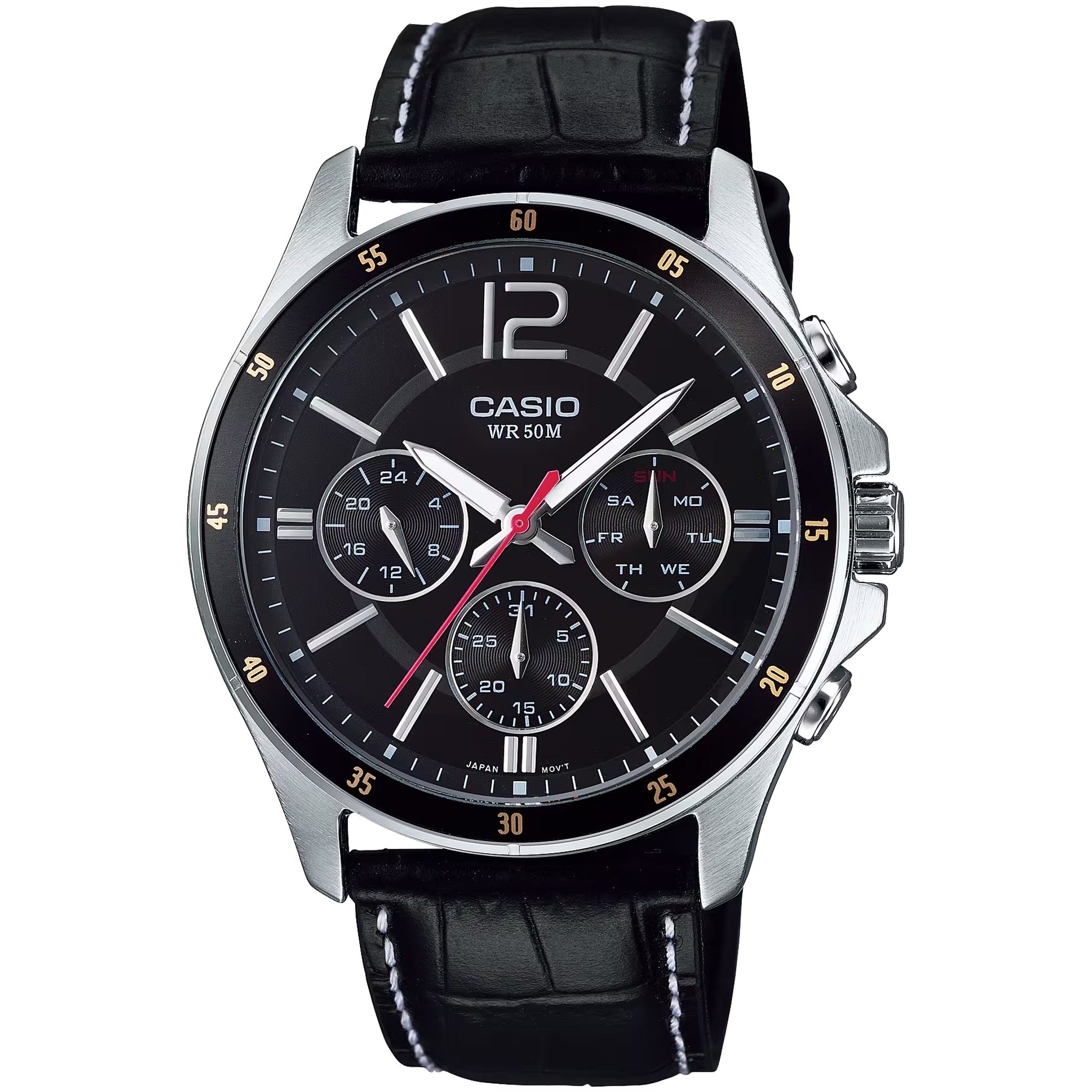 Casio Herrenuhr MTP-1374L-1A Quarz Analog Silber Schwarz